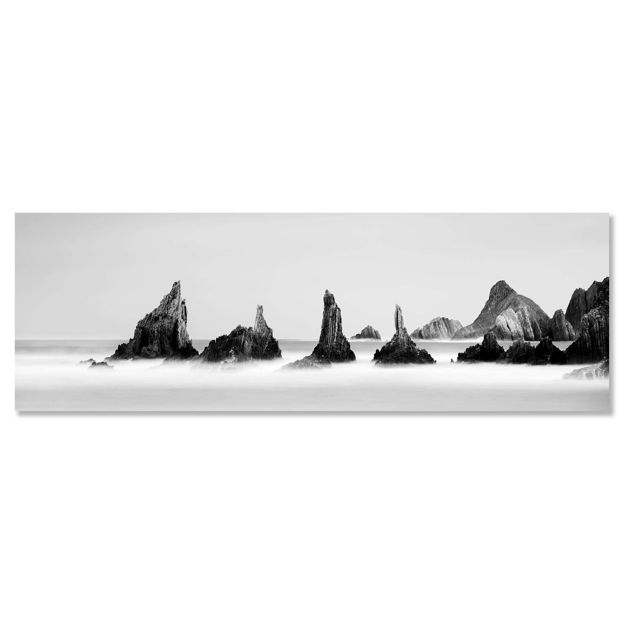 Rocky Peaks Panorama, black and white photography limited edition seascape For Sale 3