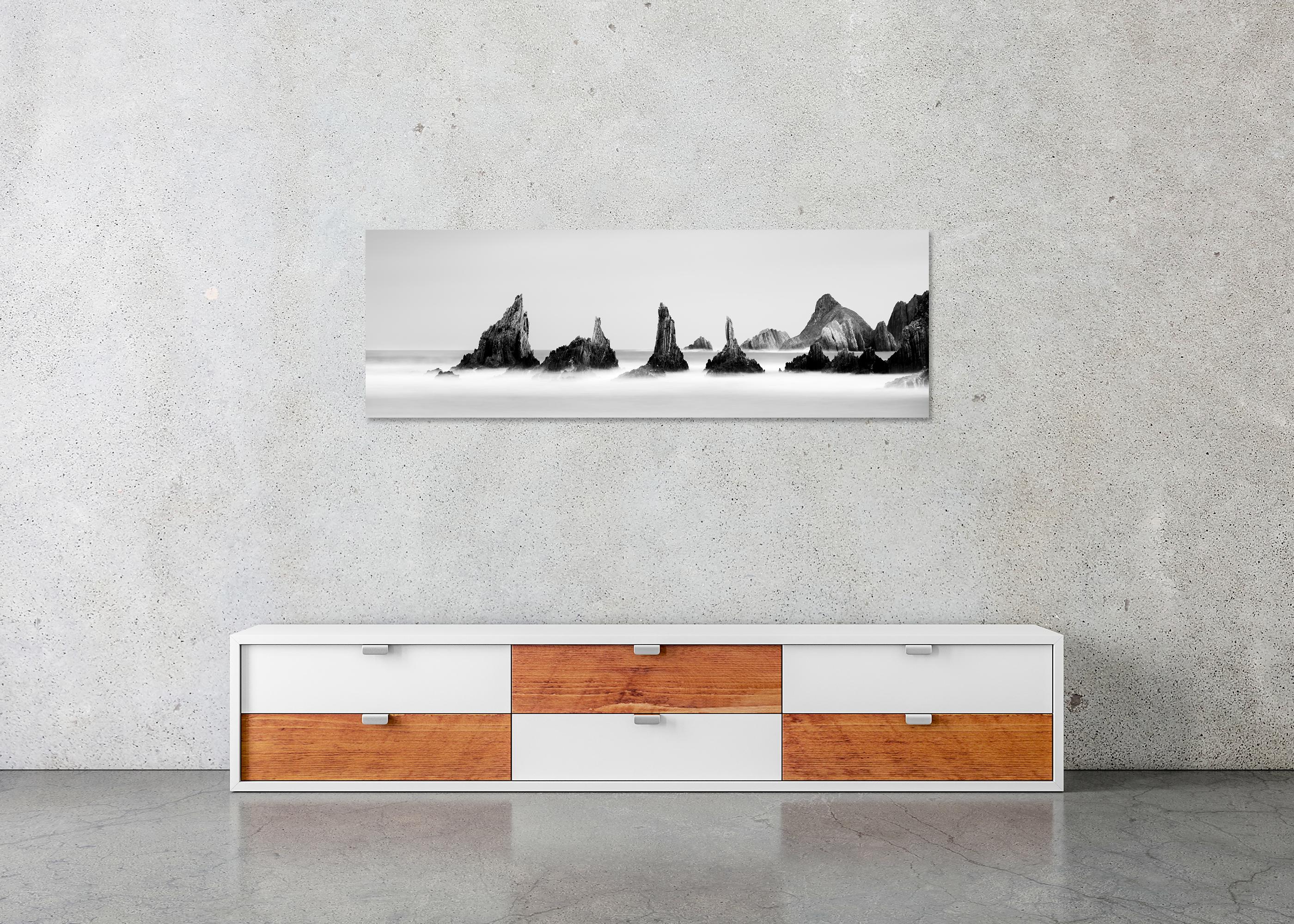 Rocky Peaks Panorama, black and white photography limited edition seascape For Sale 4