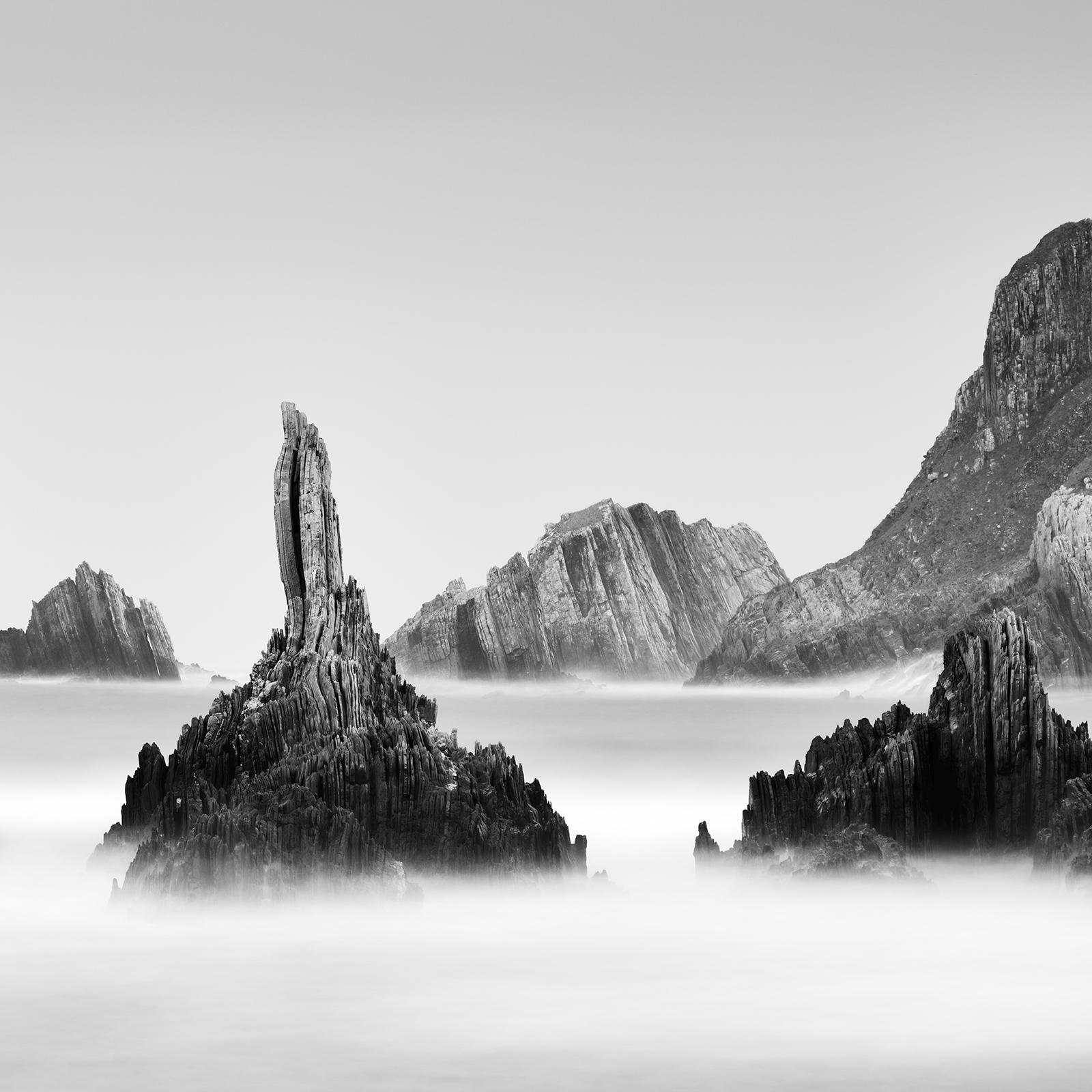 Rocky Peaks Panorama, Cantabrian Coast, black and white photography, seascape For Sale 6