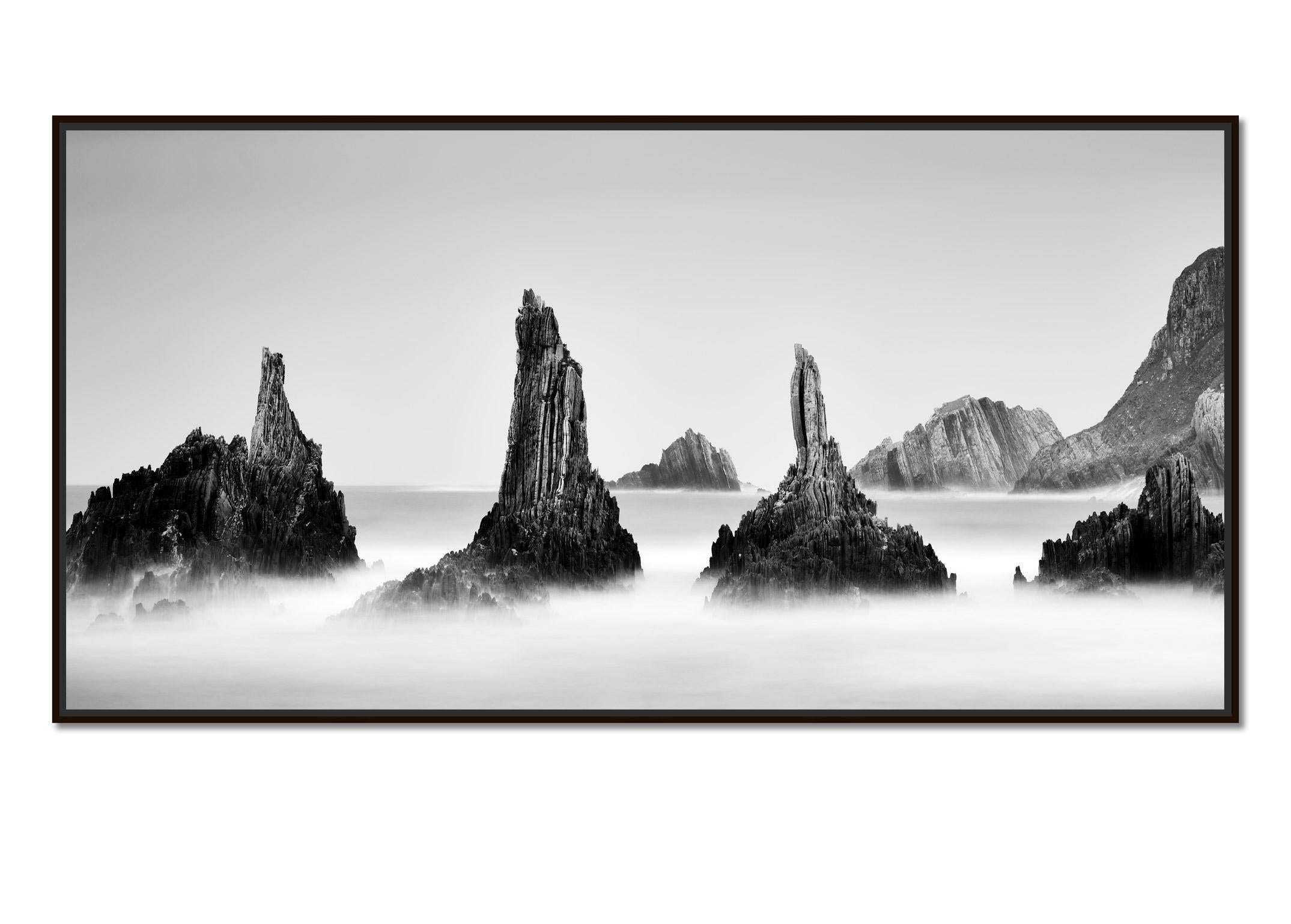 Rocky Peaks Panorama, Cantabrian Coast, monochrome photograph, limited edition - Photograph by Gerald Berghammer