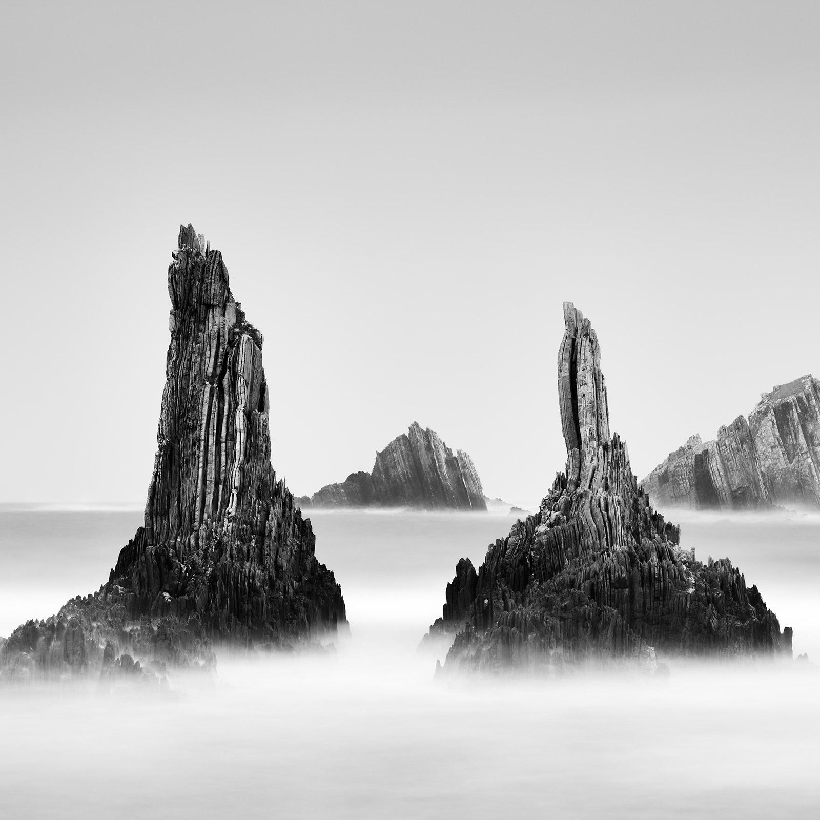 Rocky Peaks Panorama, Cantabrian Coast, black and white photography, seascape For Sale 4