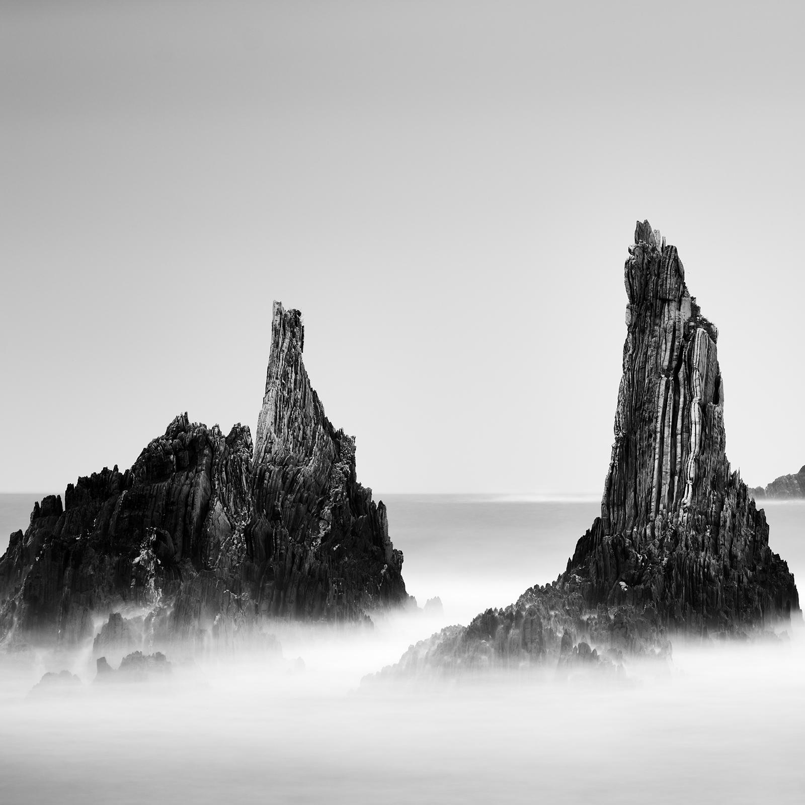 Rocky Peaks Panorama, Cantabrian Coast, black and white photography, seascape For Sale 5