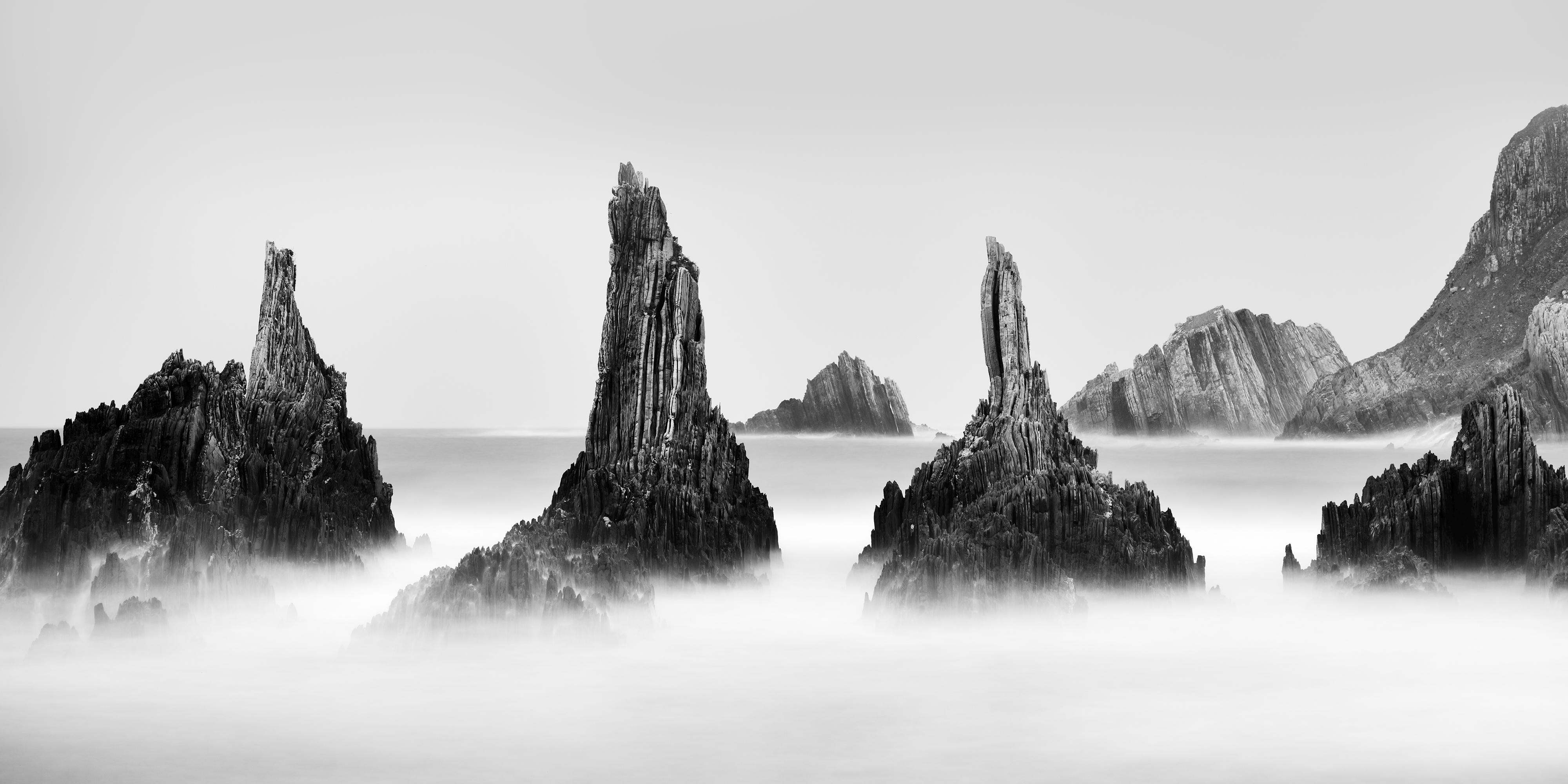 Rocky Peaks Panorama, Cantabrian Coast - monochrome photograph, limited edition