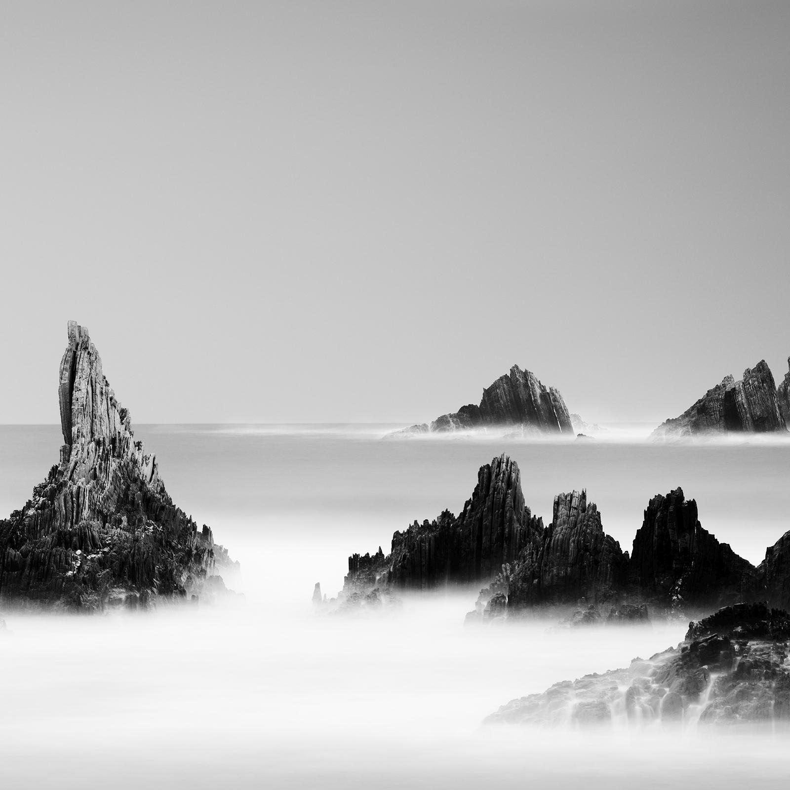 Rocky Peaks Panorama, Spain, black and white photography, seascape, landscape  For Sale 6