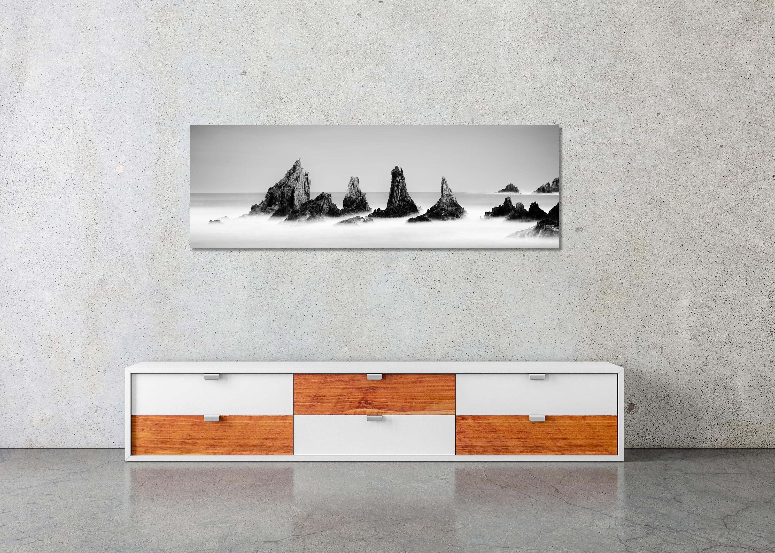 Rocky Peaks Panorama, Spain, black and white photography, seascape, landscape  For Sale 3
