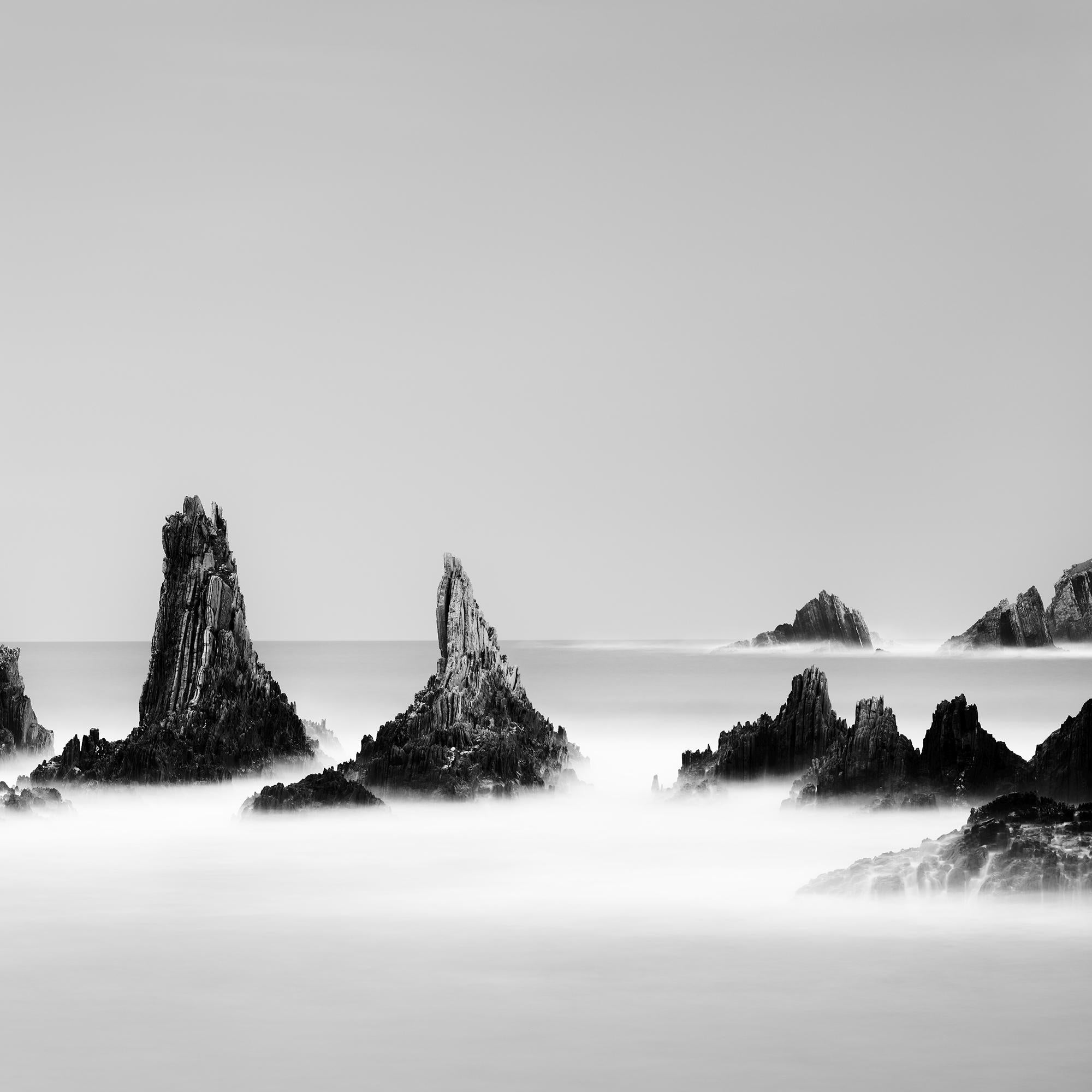 Rocky Peaks, shoreline, Atlantic Ocean, mono landscape photography print For Sale 4