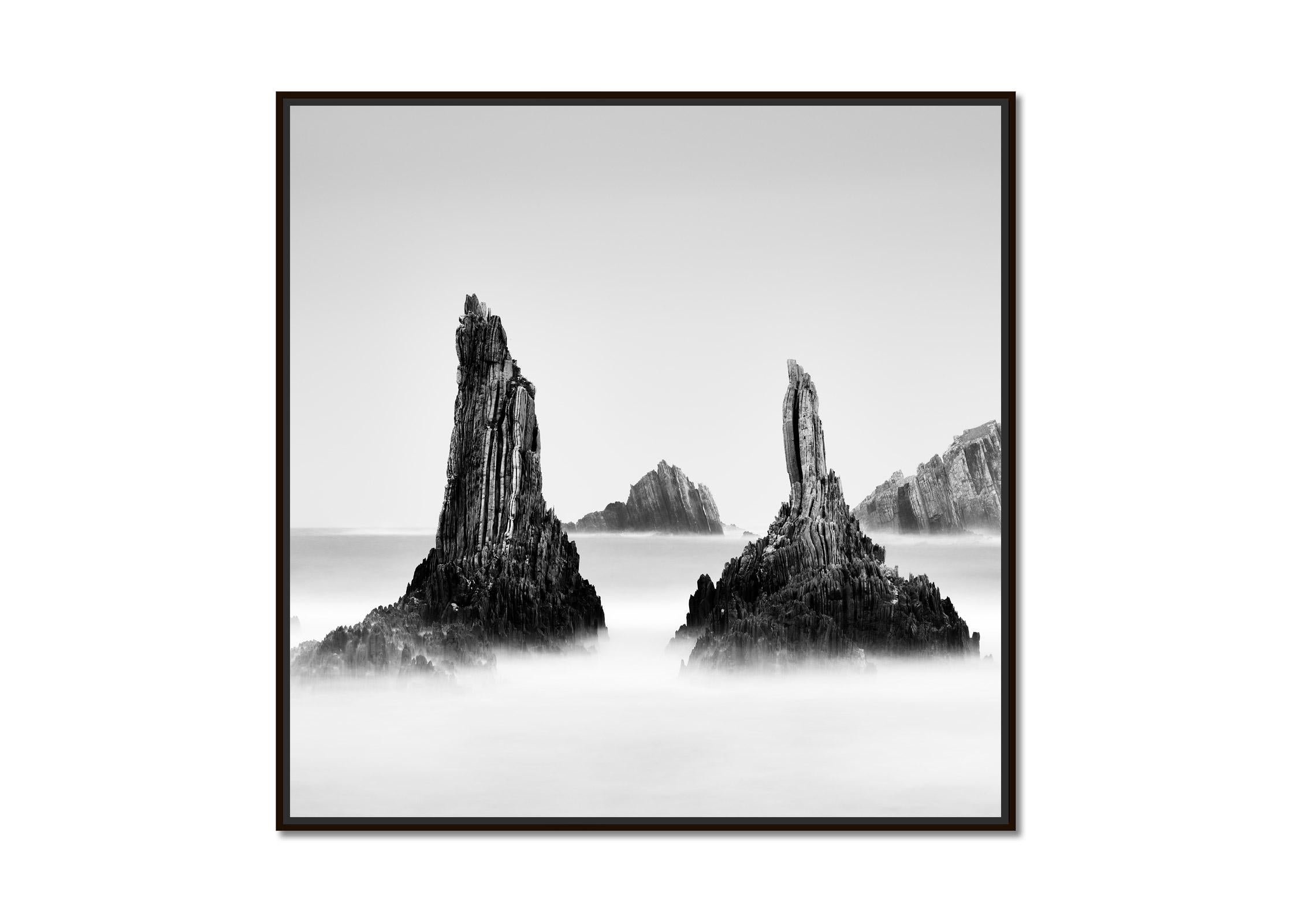 Rocky Peaks, Shoreline, Spanish Coast, Spain, black and white landscape photo - Photograph by Gerald Berghammer