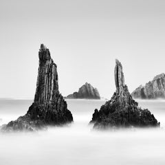 Rocky Peaks, Shoreline, Spanish Coast, Spain, black and white landscape photo