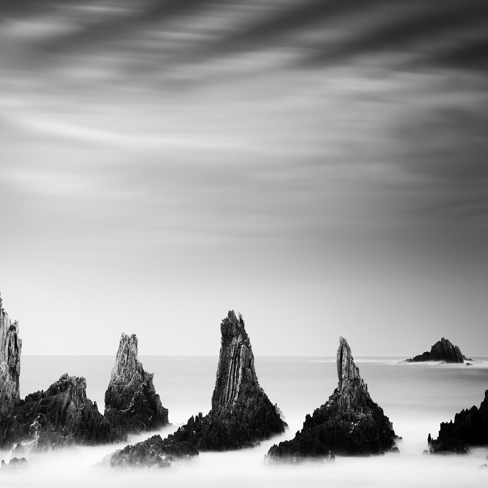 Rocky Peaks, storm, fantastic clouds, black and white photography, landscape For Sale 6