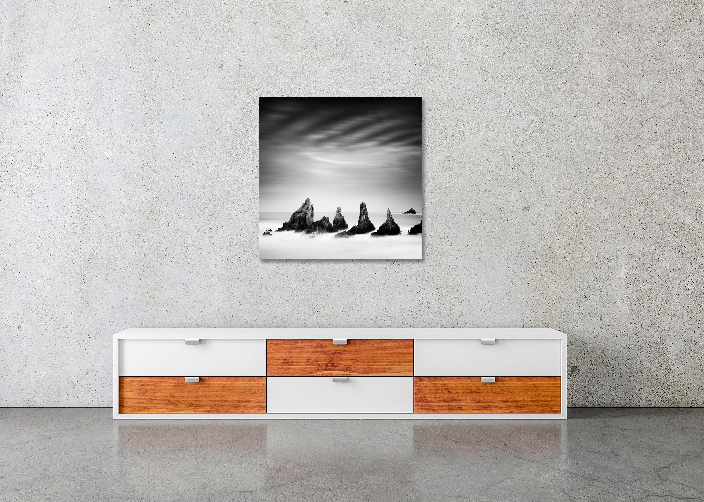 Rocky Peaks, storm, fantastic clouds, black and white photography, landscape For Sale 2