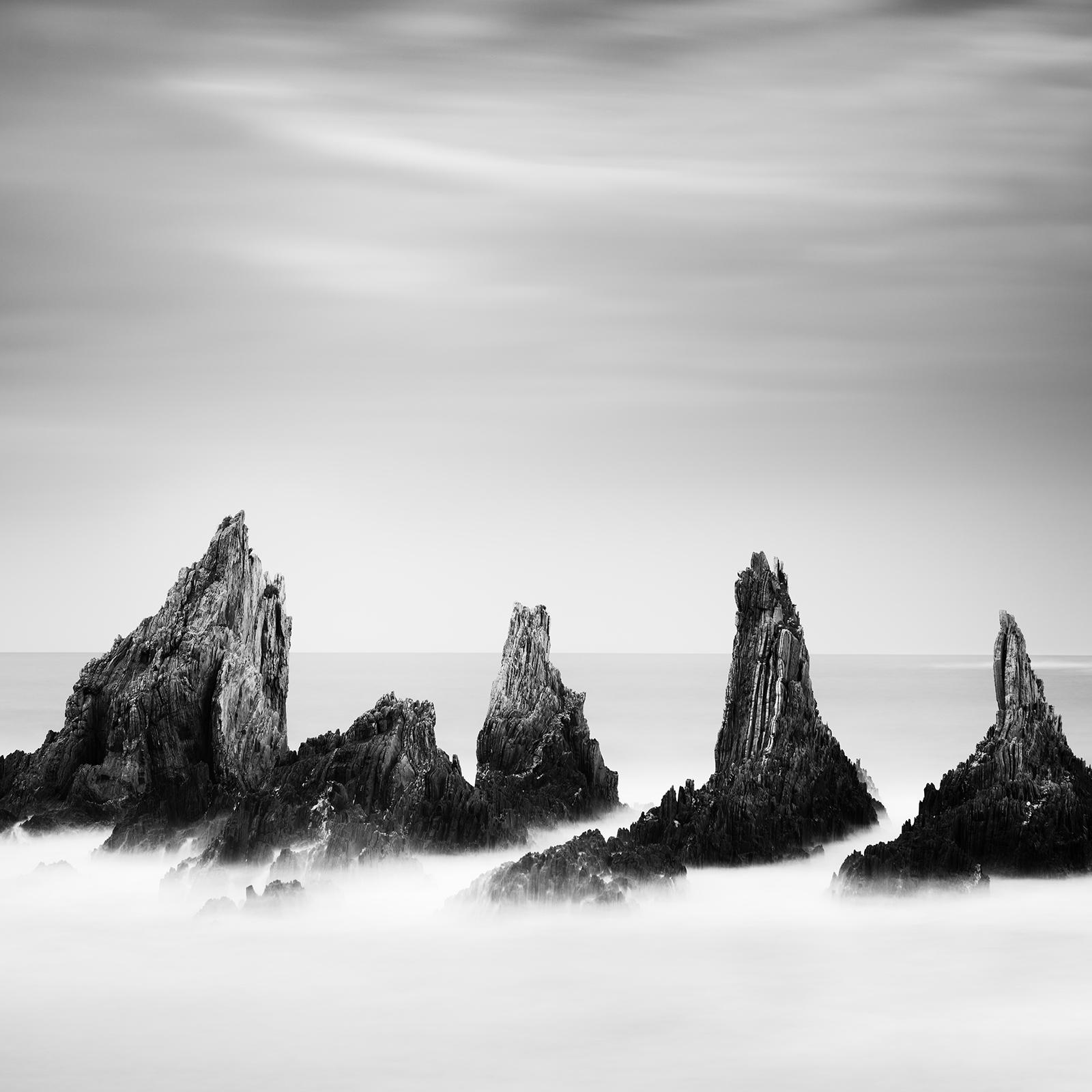Rocky Peaks, storm, fantastic clouds, black and white photography, landscape For Sale 4