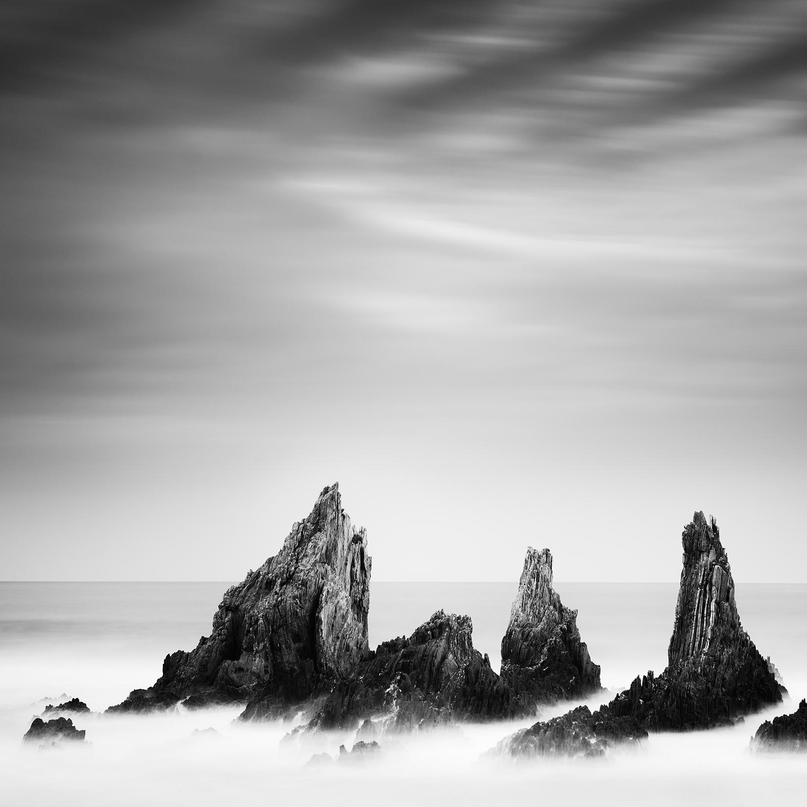 Rocky Peaks, storm, fantastic clouds, black and white photography, landscape For Sale 5