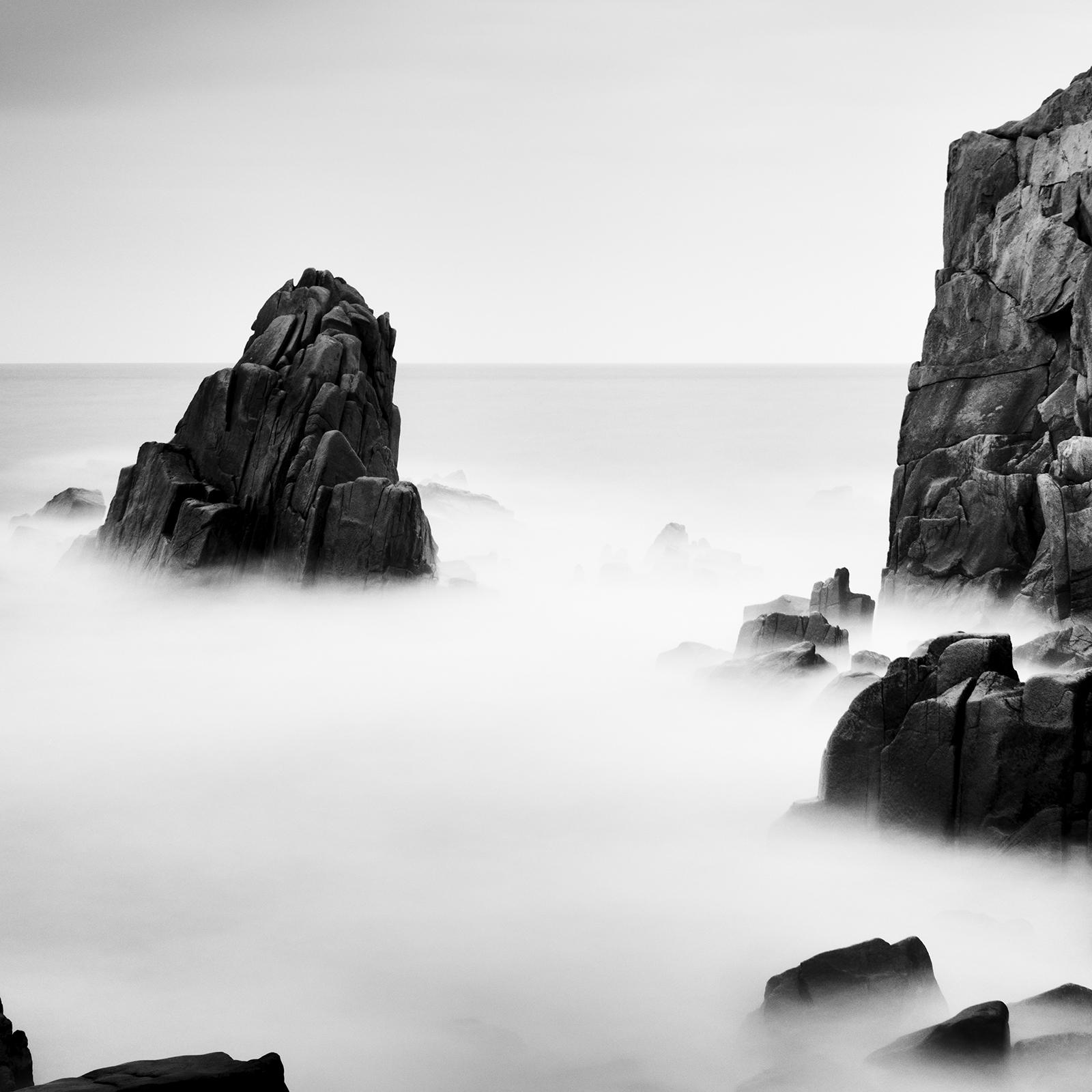Rocky Stone Coast, France, long exposure, black & white photography, landscape For Sale 2