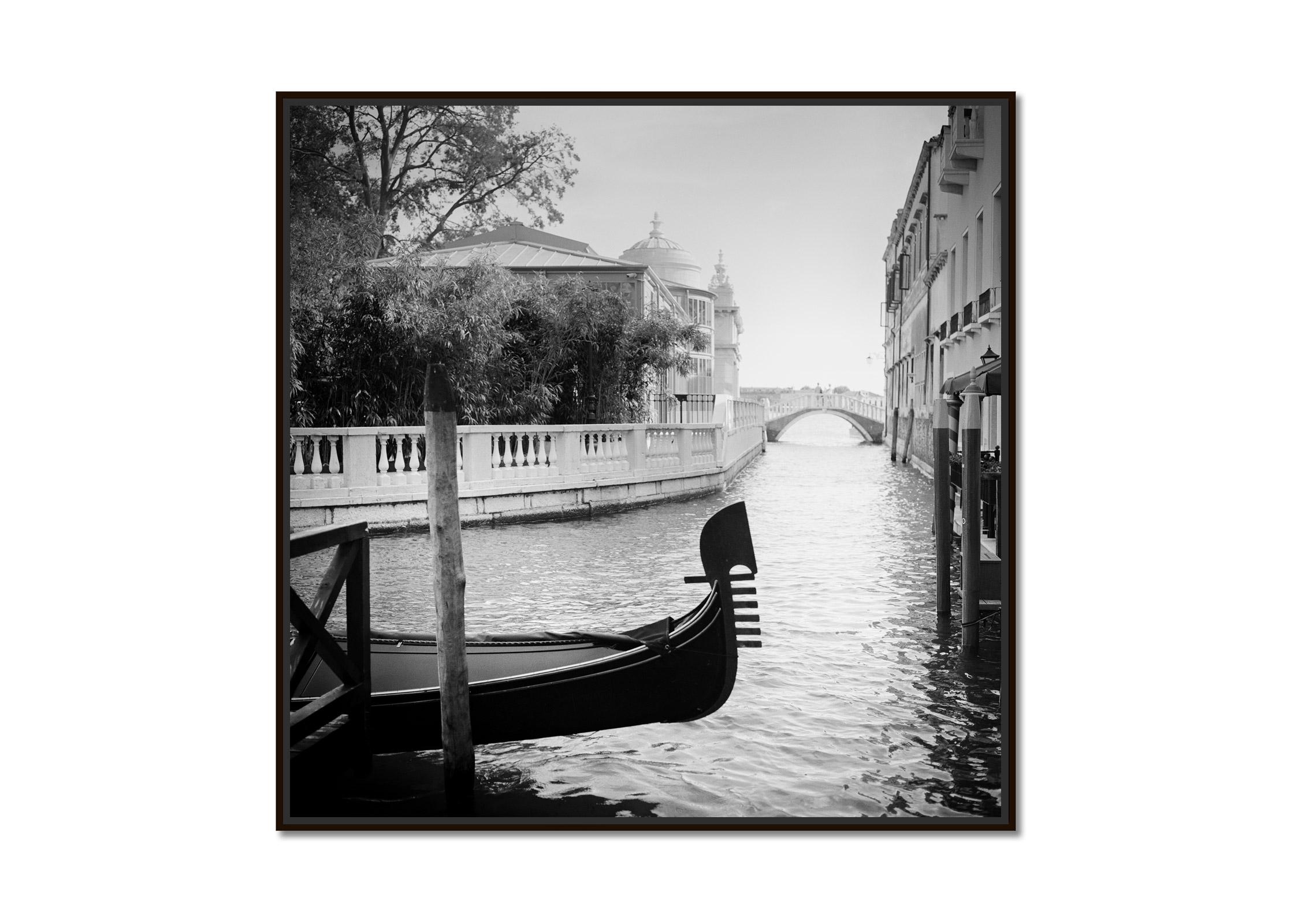 Romance in Venice, Gondoliere, black and white photography, fine art landscape - Photograph by Gerald Berghammer