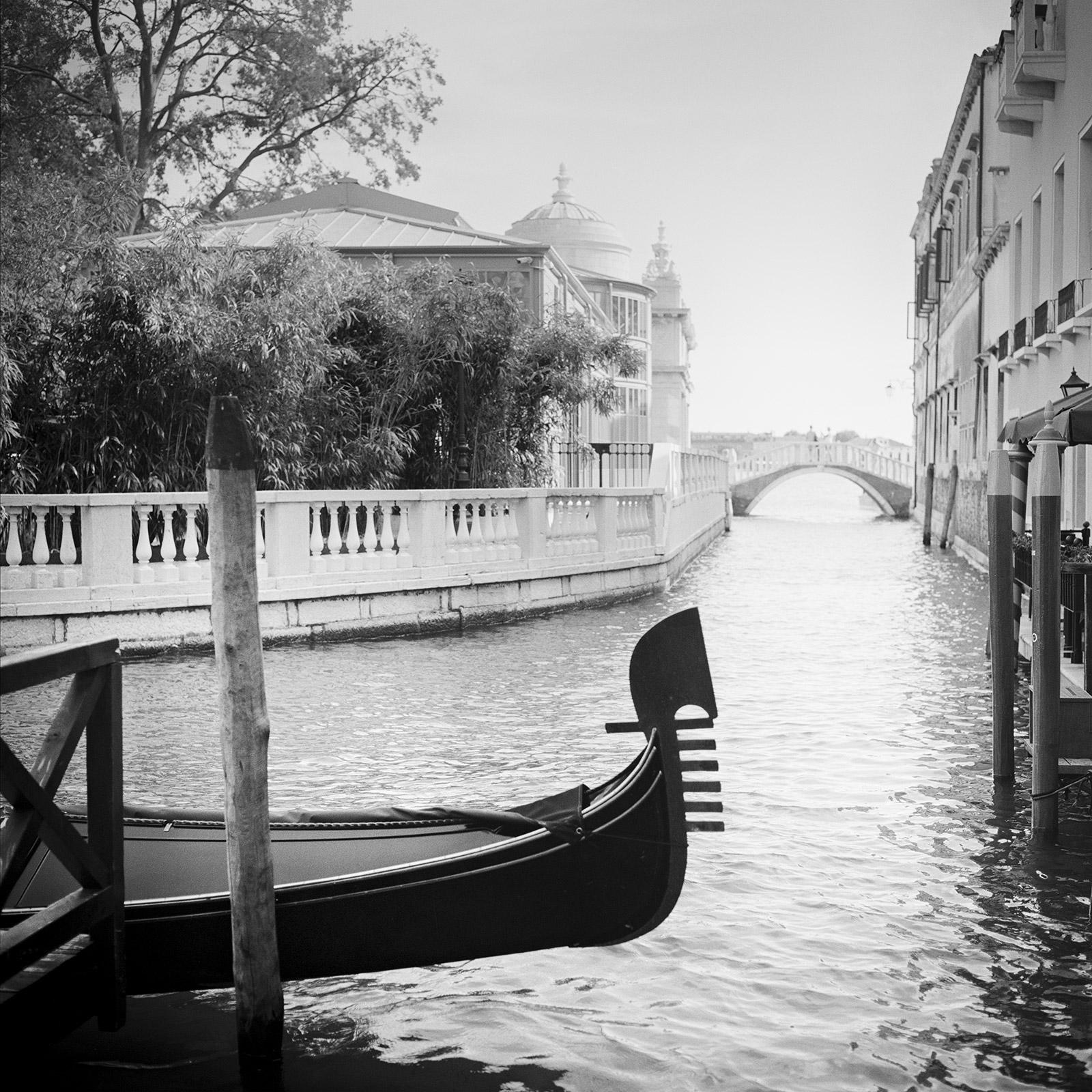 Romance in Venice, Gondoliere fine art black and white photography, landscape