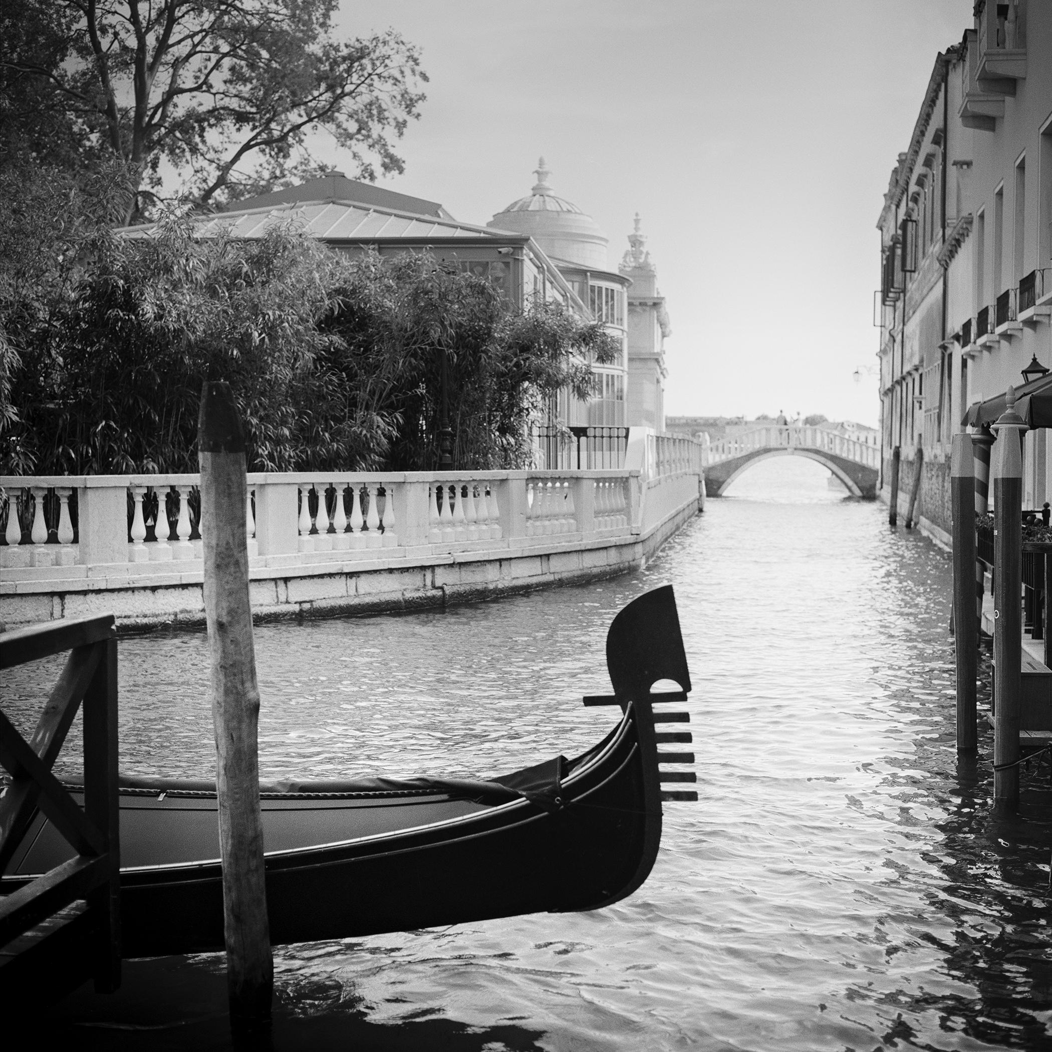 Romance in Venice, Gondoliere, monochrome landscape photograph limited edition