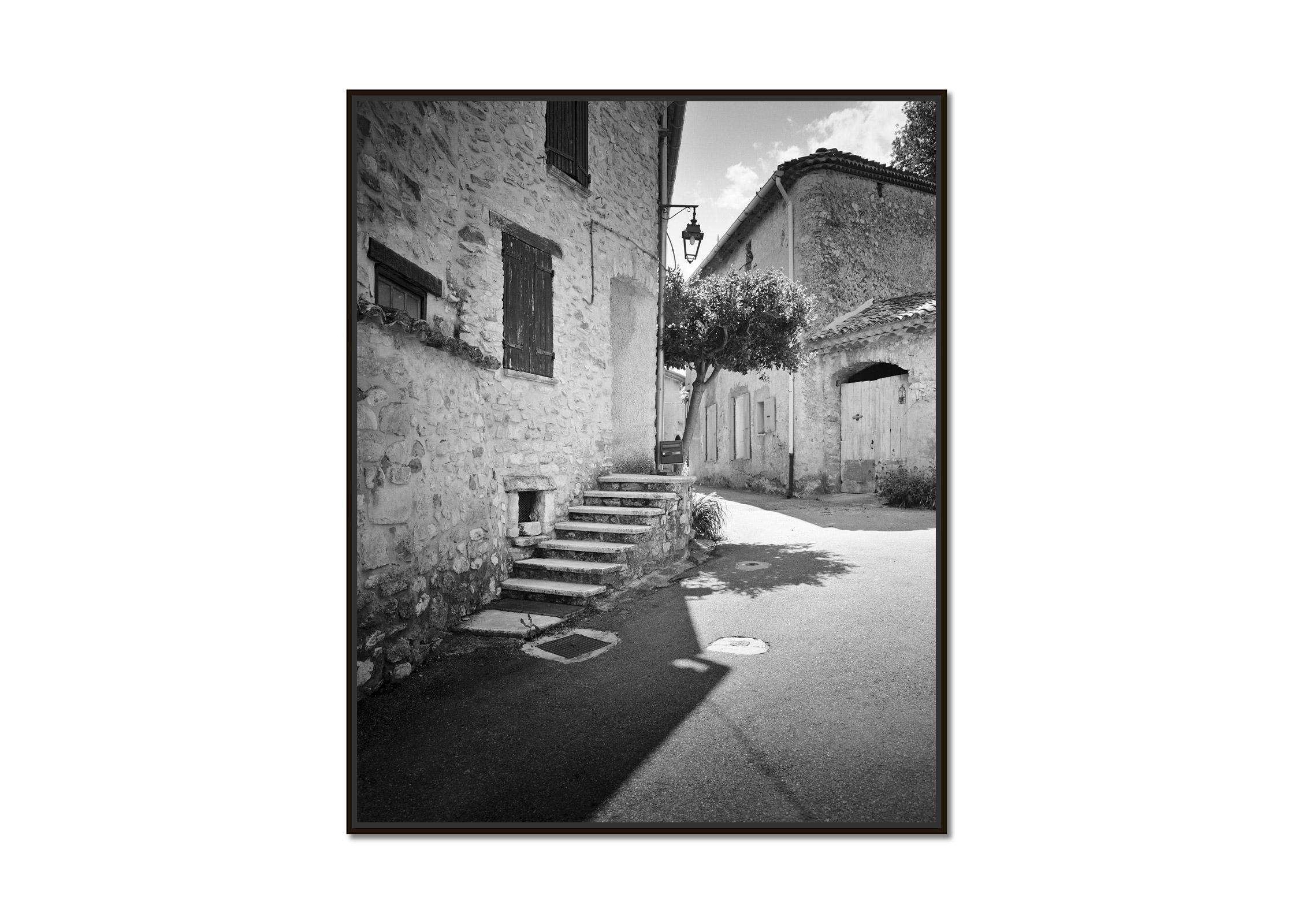 Romantic Stone House in Provence, France, black and white photography, landscape - Photograph by Gerald Berghammer