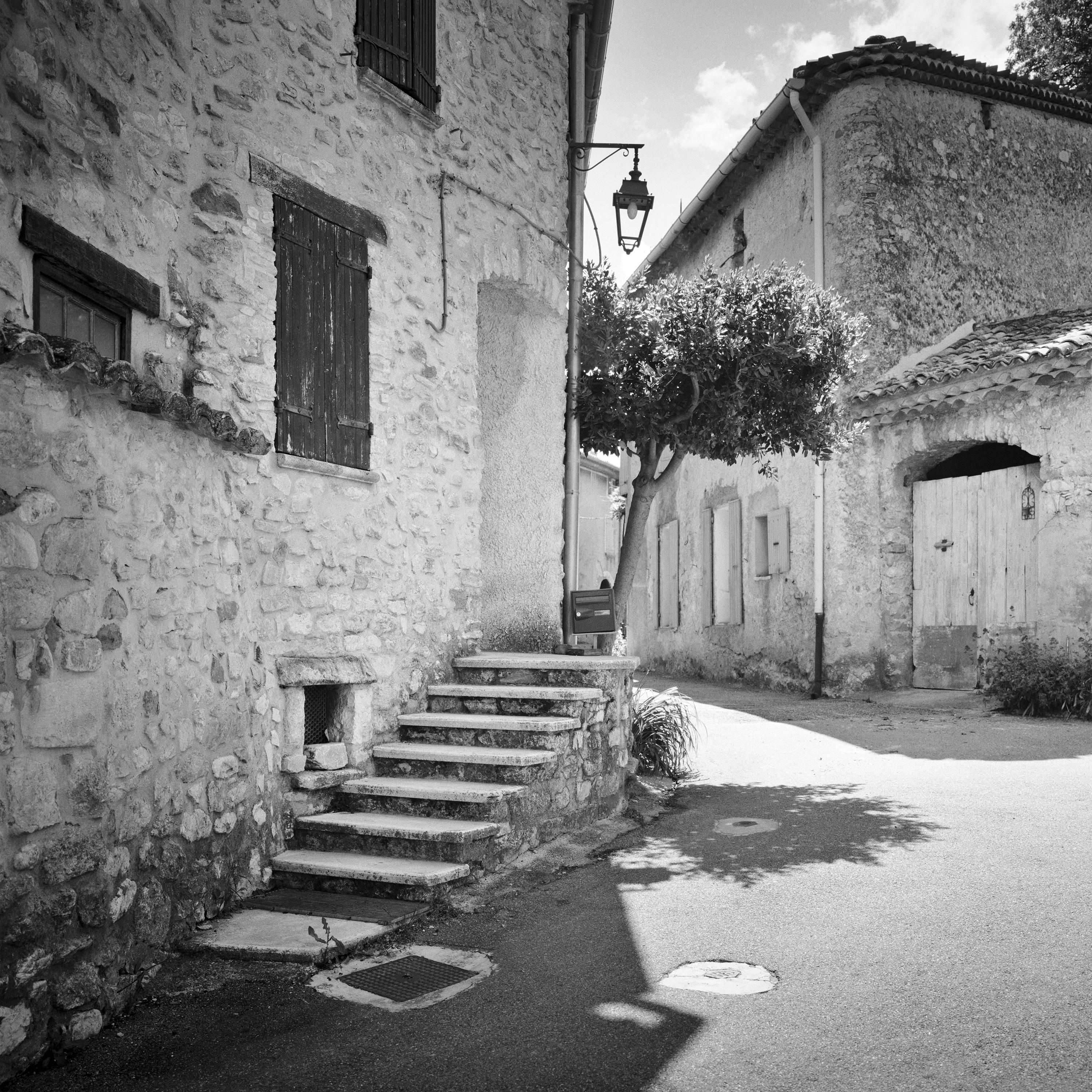 Romantic Stone House in Provence, France, black and white photography, landscape For Sale 3