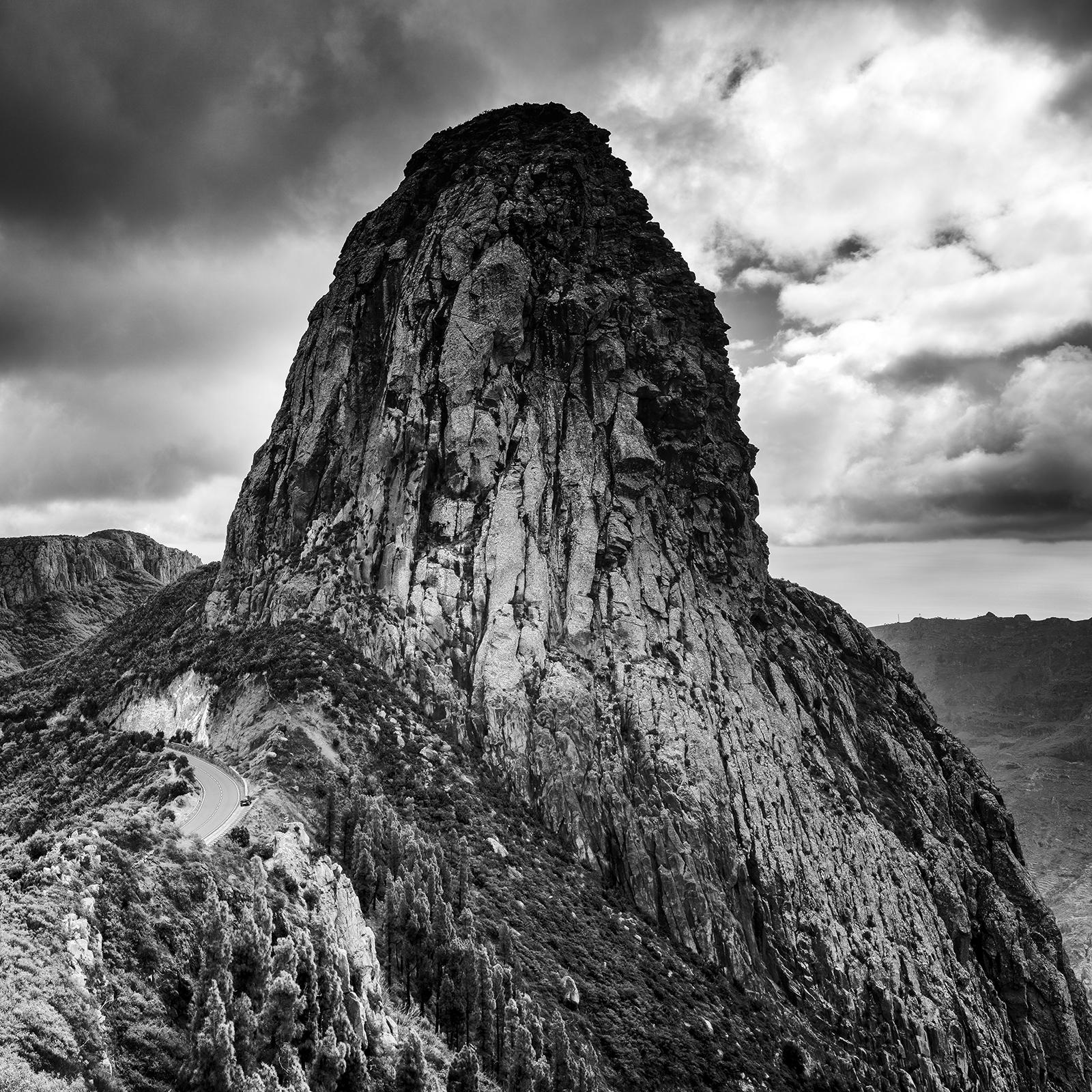 Roque de Agando, La Gomera, Spain, black and white photography, landscape For Sale 5