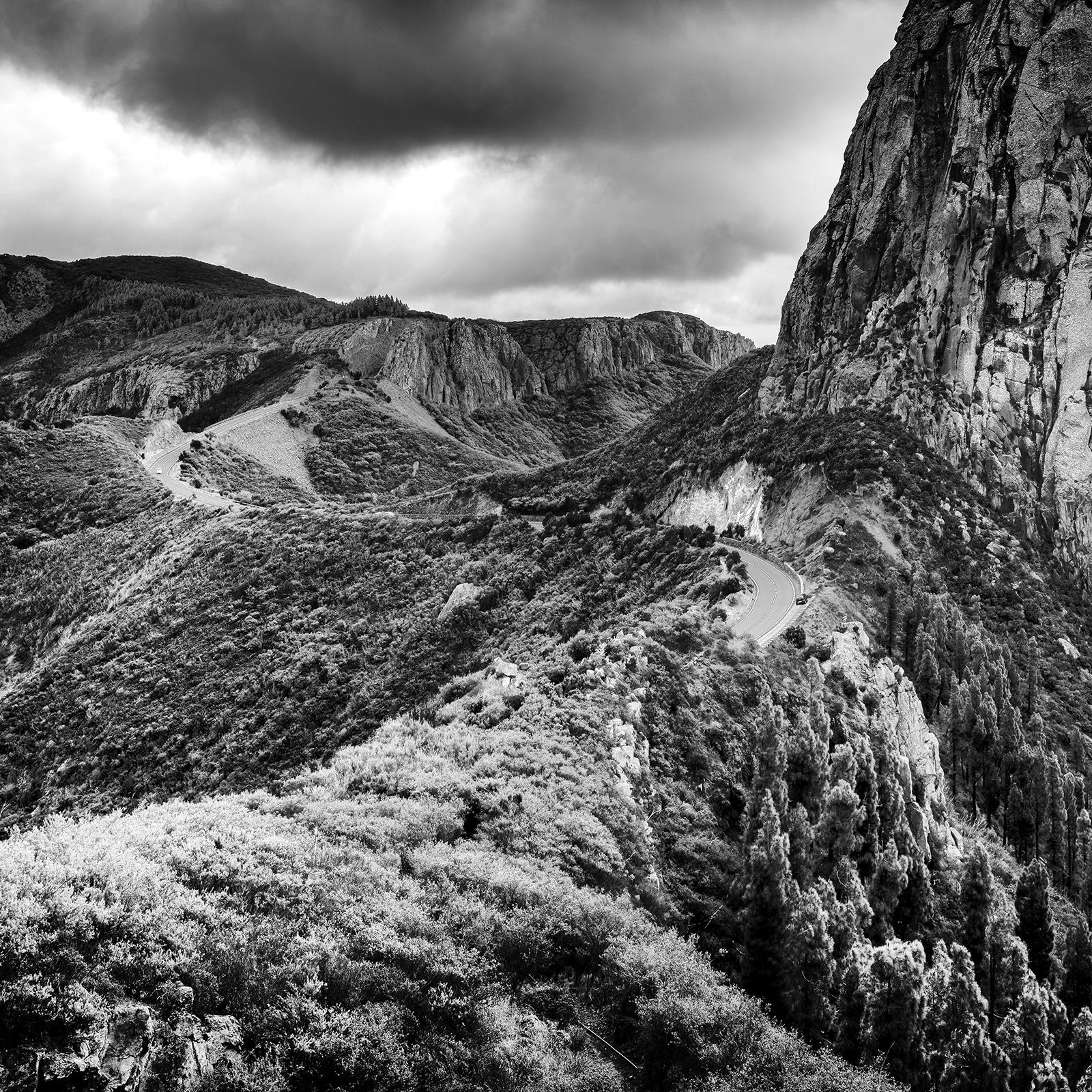 Roque de Agando, La Gomera, Spain, black and white photography, landscape For Sale 4