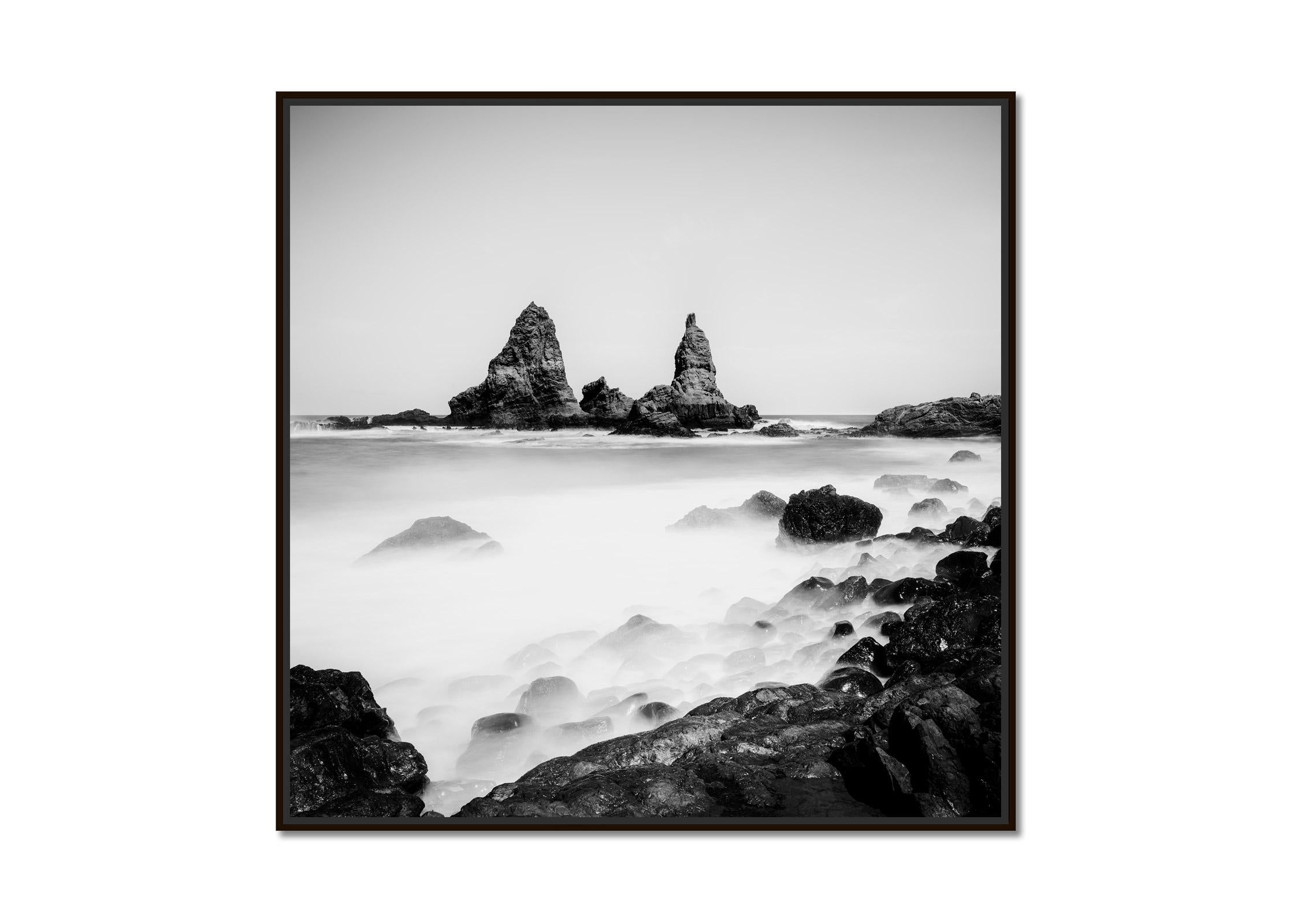 Roques de Arguamul Rocks, Spain, black and white, long exposure landscape photo - Photograph by Gerald Berghammer