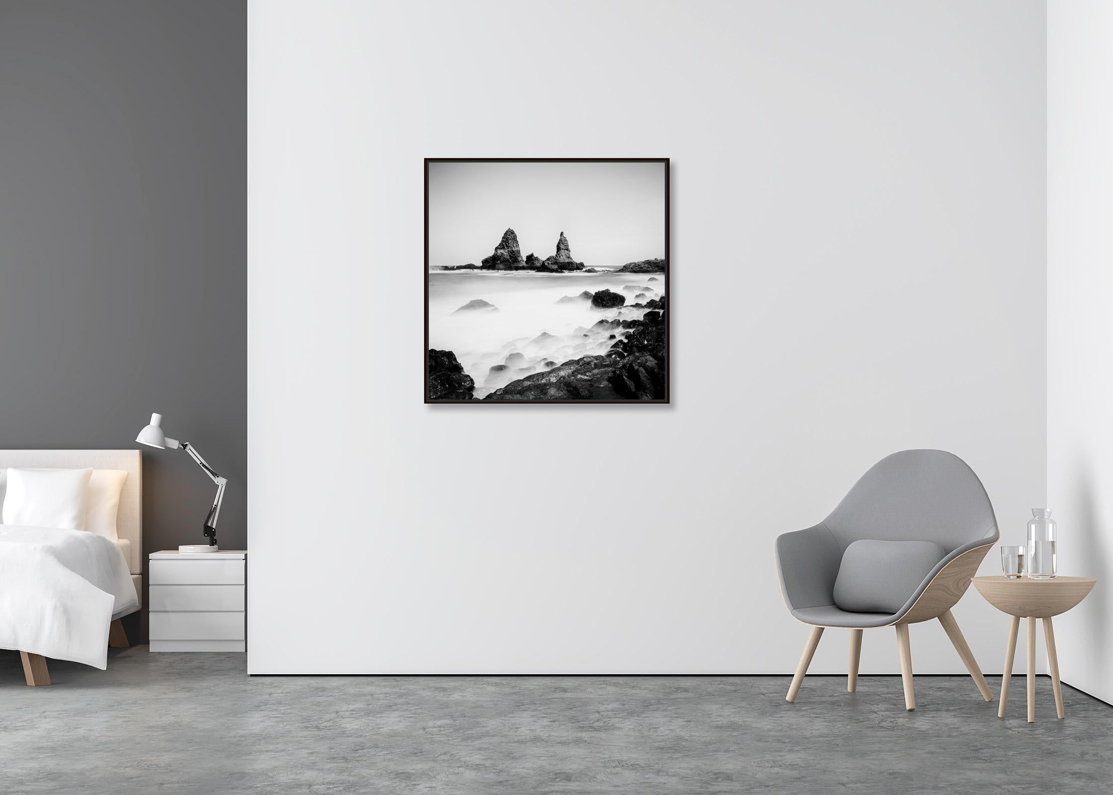 Roques de Arguamul Rocks, Spain, black and white, long exposure landscape photo - Contemporary Photograph by Gerald Berghammer