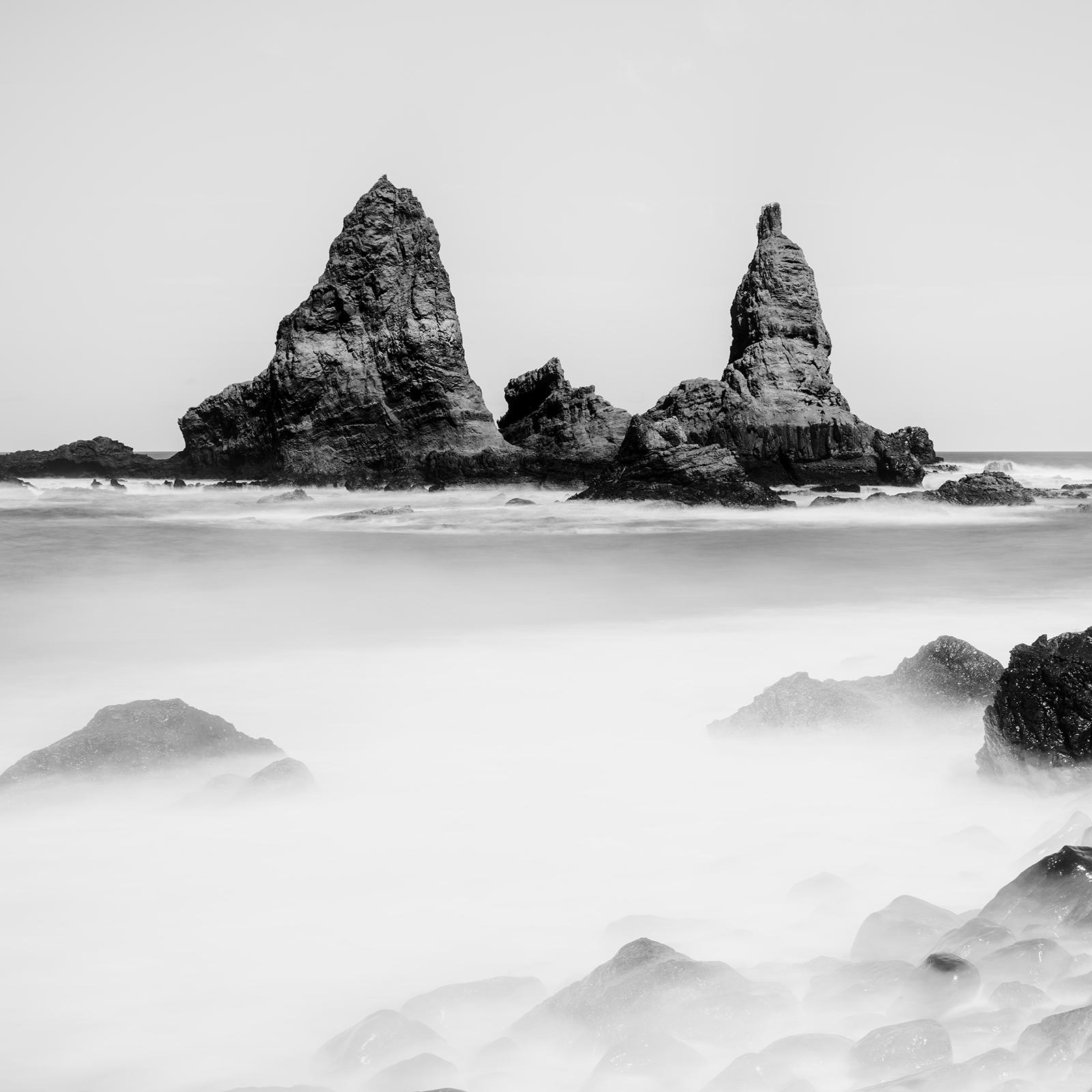 Roques de Arguamul Rocks, Spain, black and white, long exposure landscape photo For Sale 3