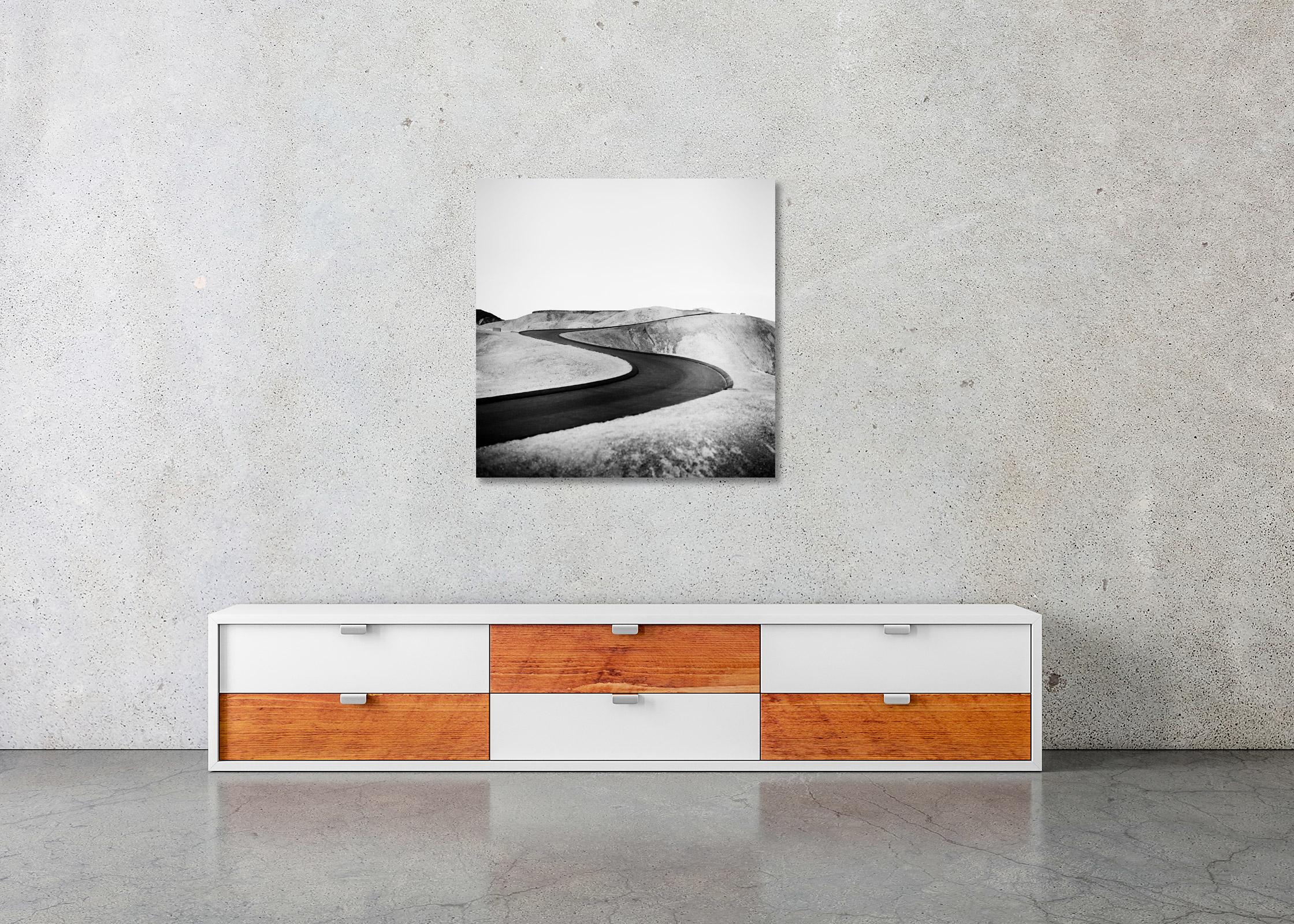 S Curve Shaped Road, Death Valley, California, USA, black and white landscape For Sale 1