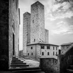 San Gimignano, Historic Centre, Tuscany, black and white landscape photography