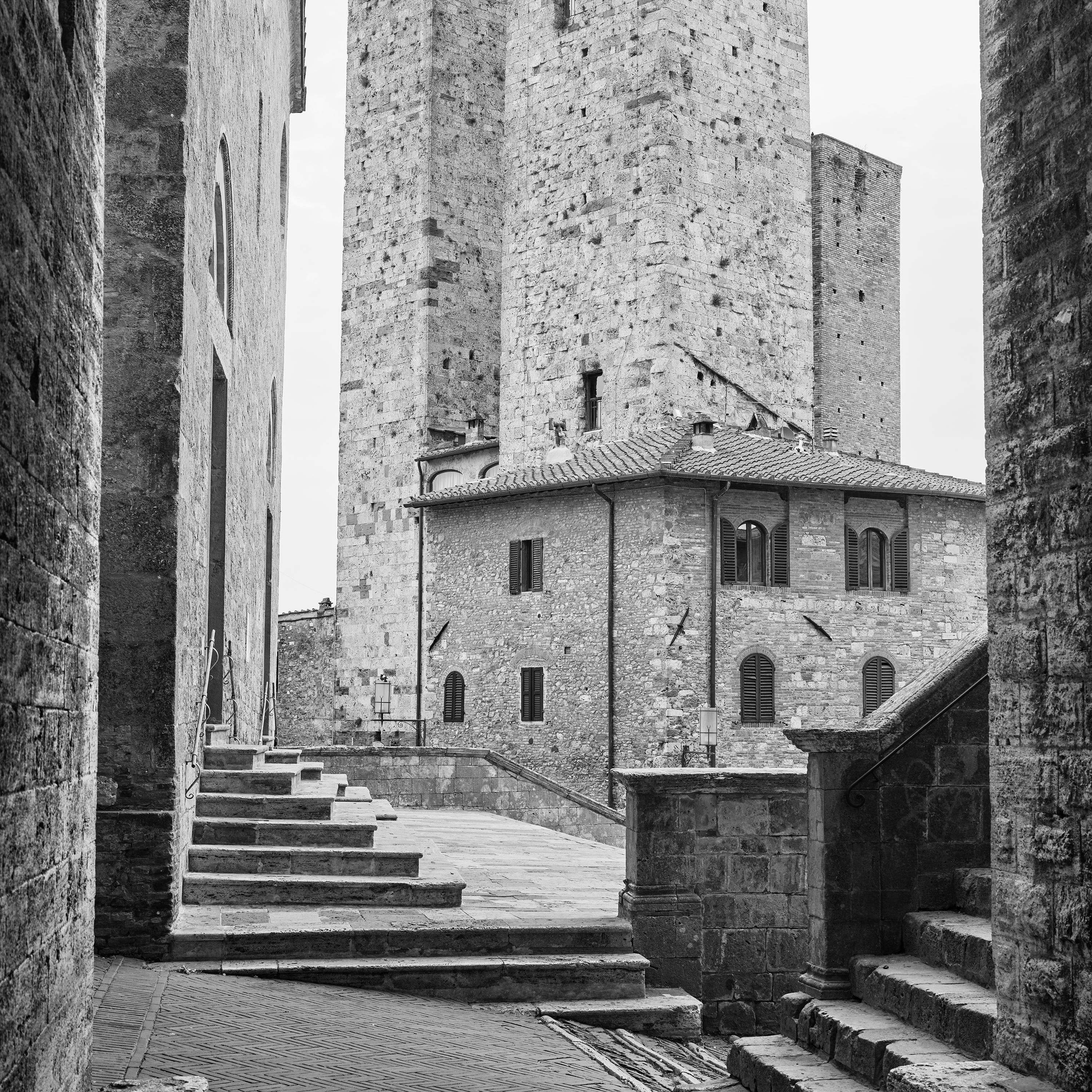 San Gimignano, Tuscany, Italy, black and white photography, architecture, print For Sale 2