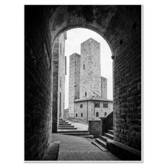 San Gimignano Cityscape with Medieval Towers – Tuscany, Italy  Black-and-White