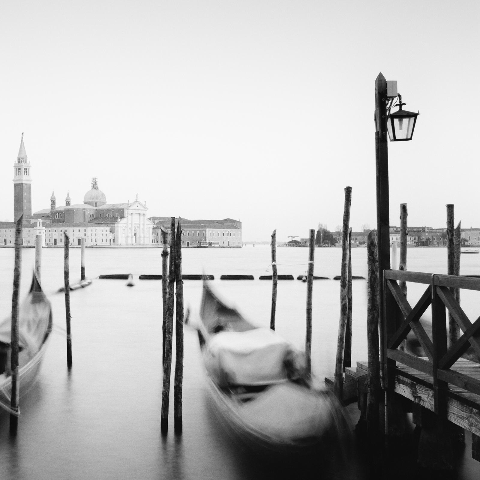 Santa Maria della Salute, Gondola, Venice, black and white cityscape photography For Sale 5