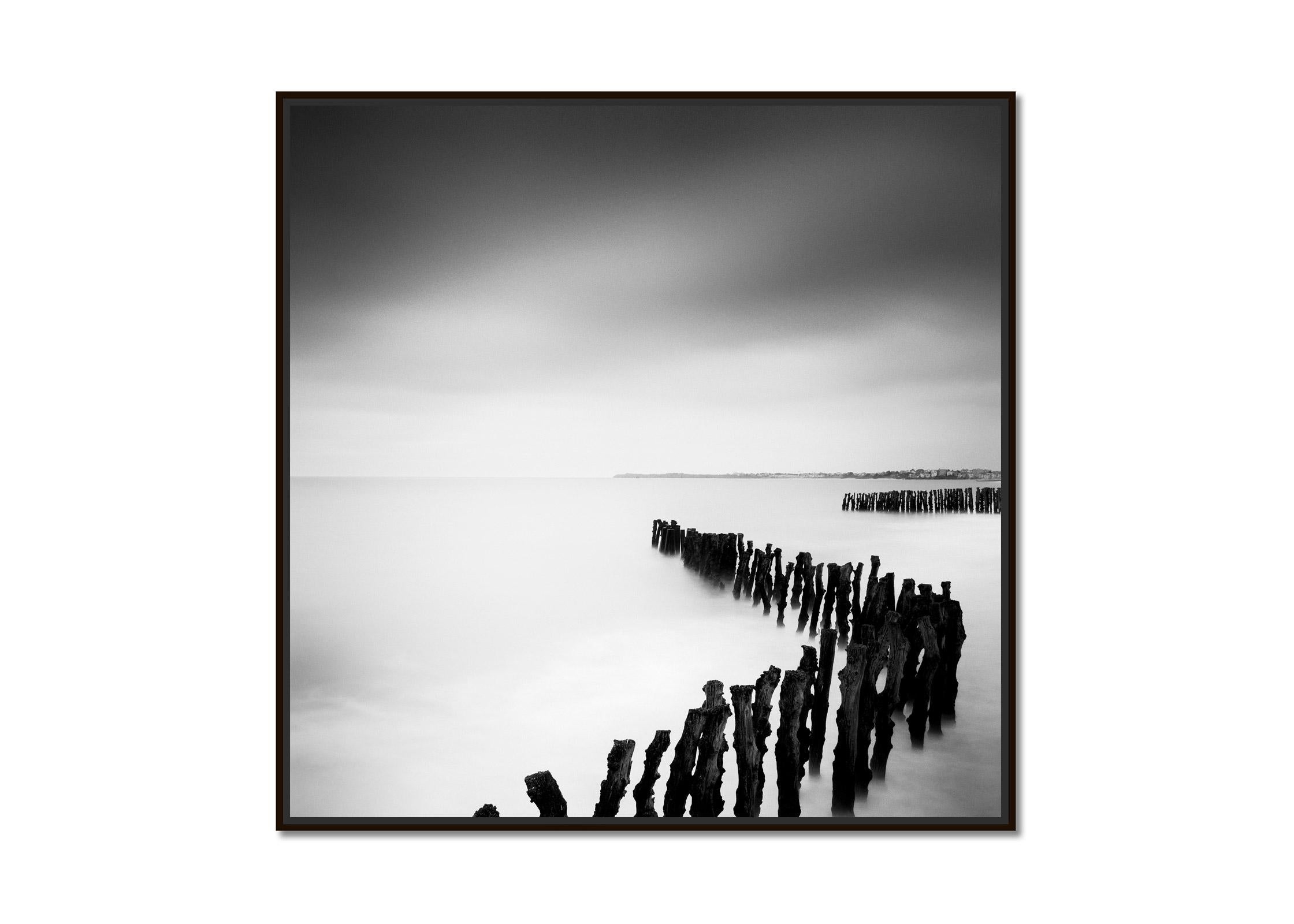 Sea Breakers, France, minimalist black and white photography, landscape, prints - Photograph by Gerald Berghammer