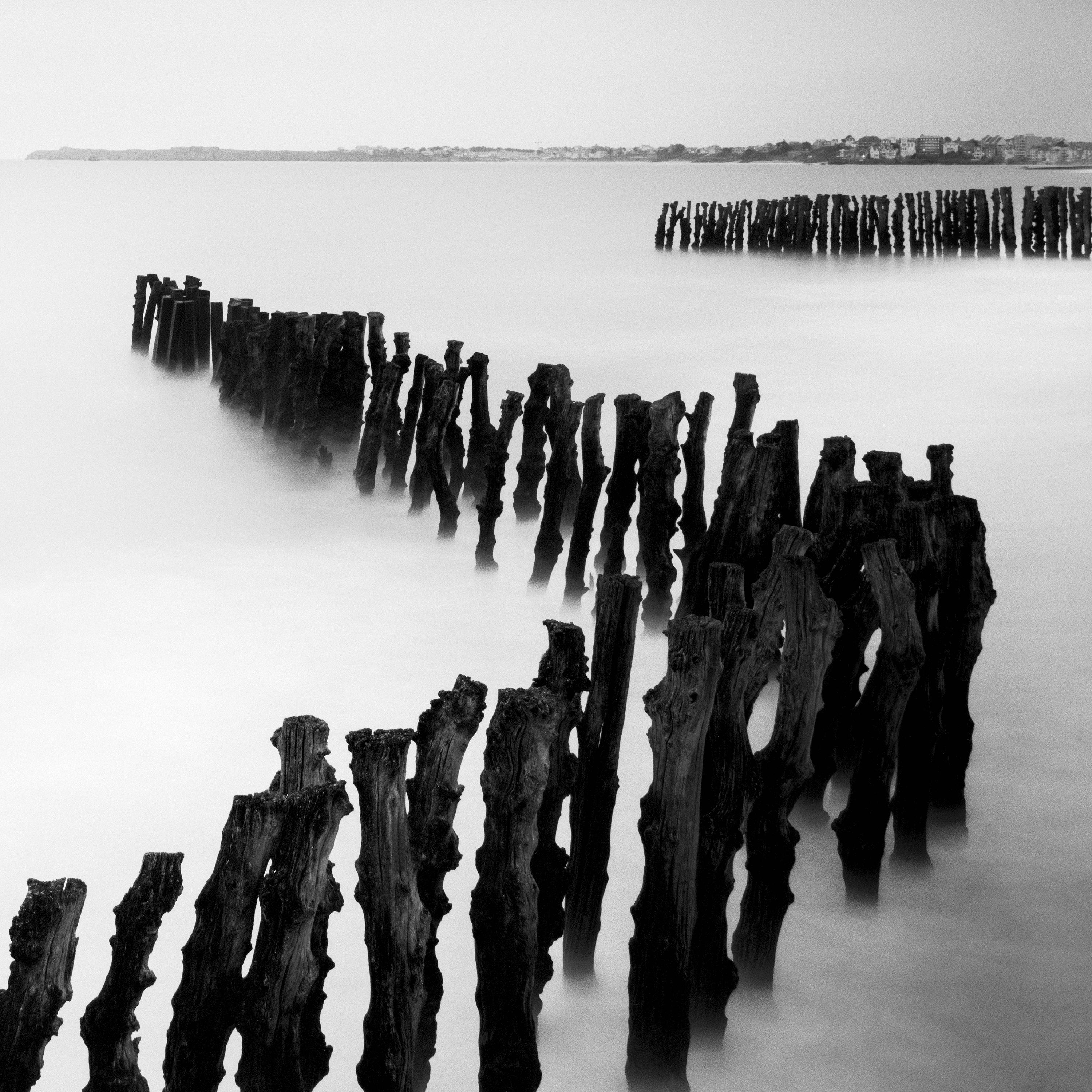 Sea Breakers, France, minimalist black and white photography, landscape, prints For Sale 1