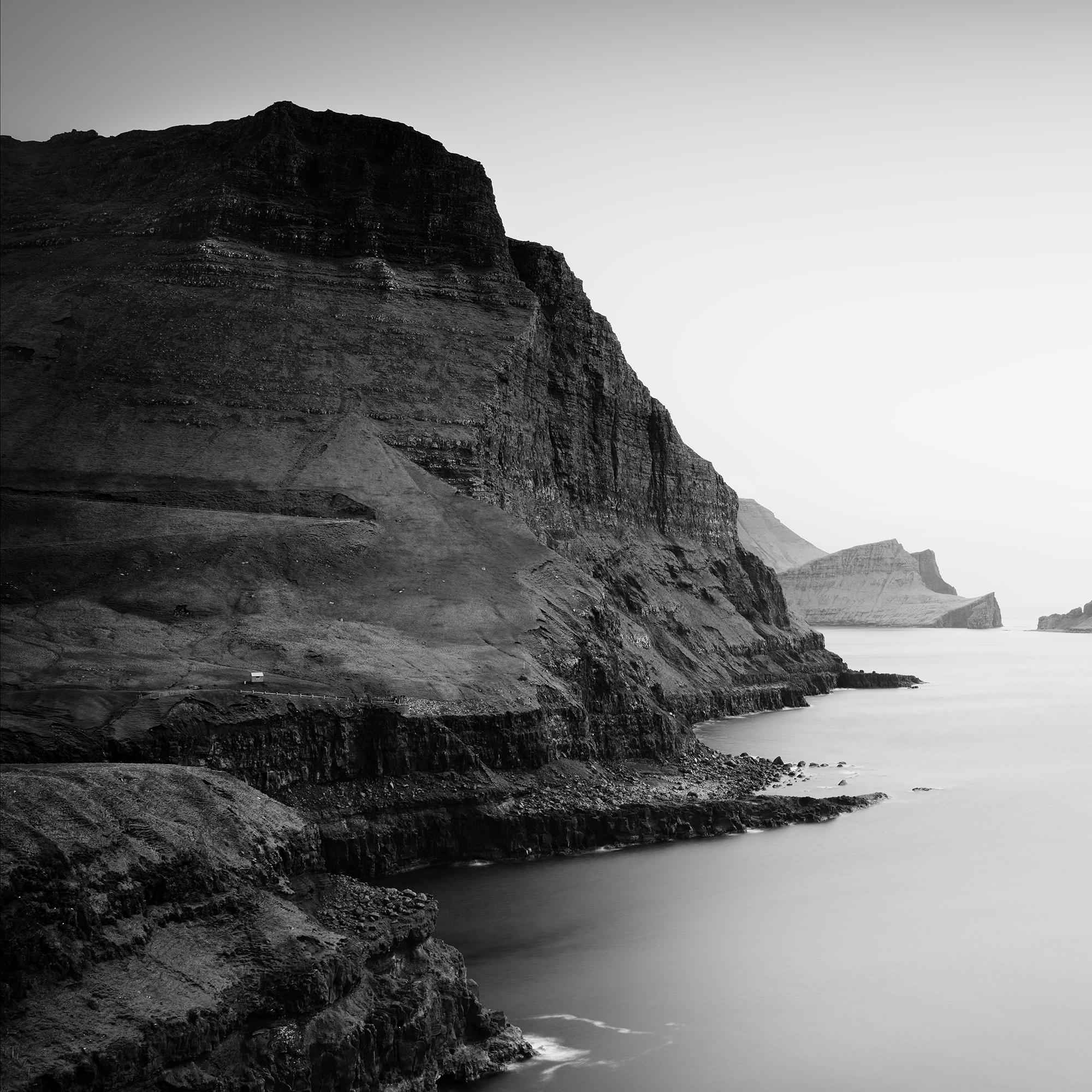 Sea Cliffs Panorama, Faroe Islands, monochrome large photography limited edition For Sale 5