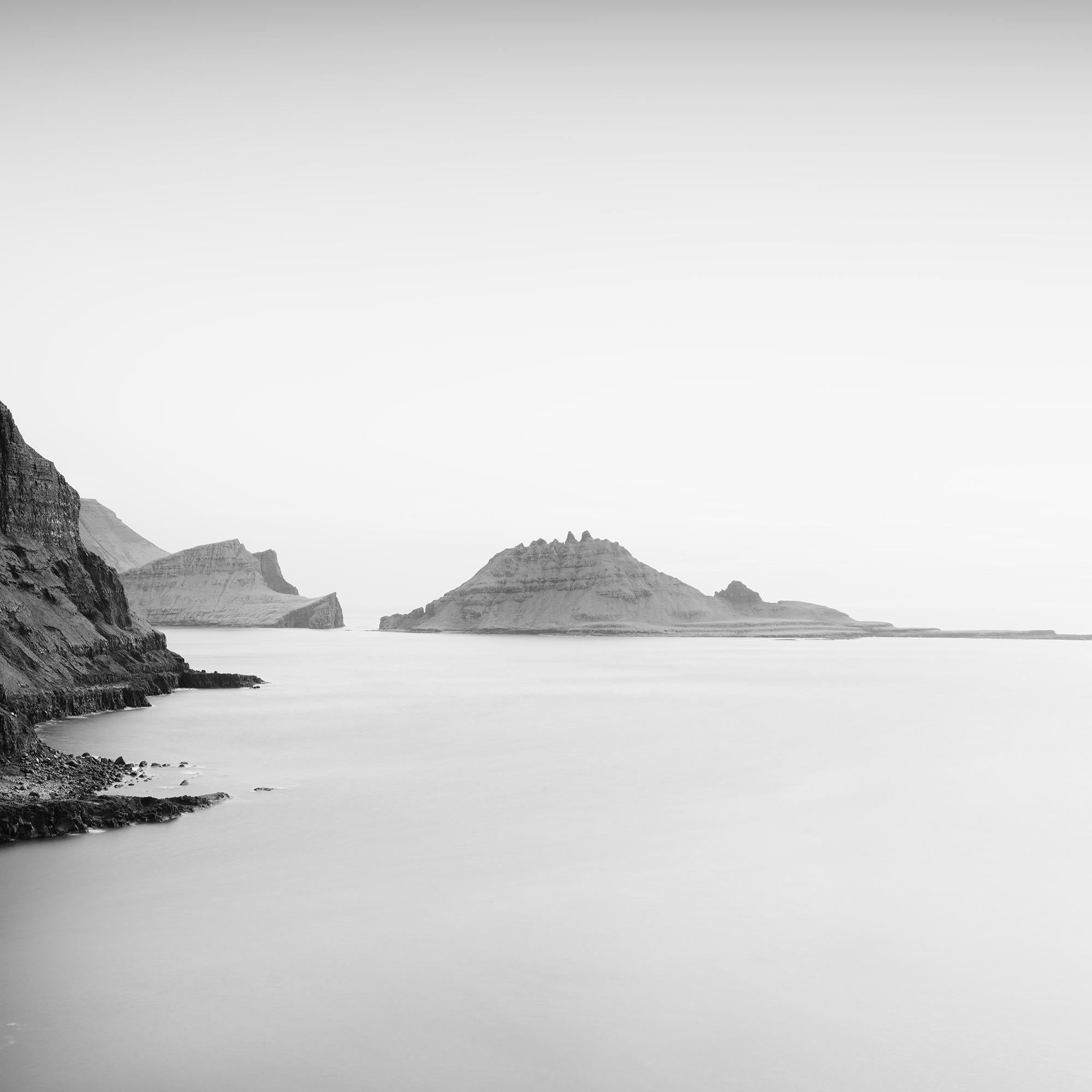 Sea Cliffs Panorama, Faroe Islands, monochrome large photography limited edition For Sale 6