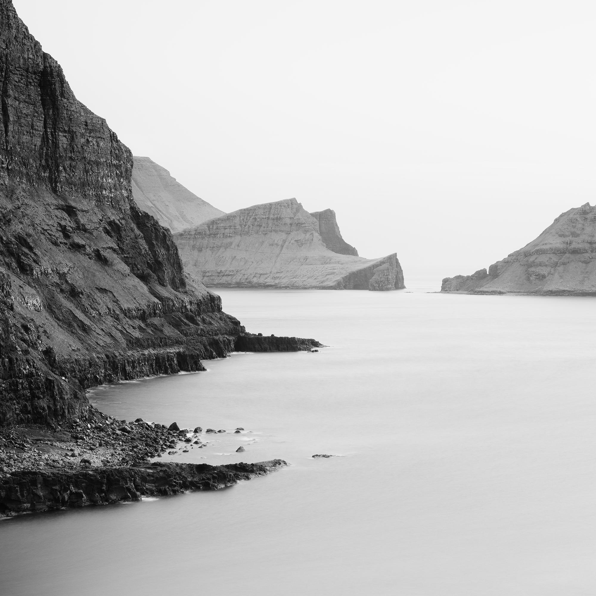 Sea Cliffs Panorama, Faroe Islands, monochrome large photography limited edition For Sale 7