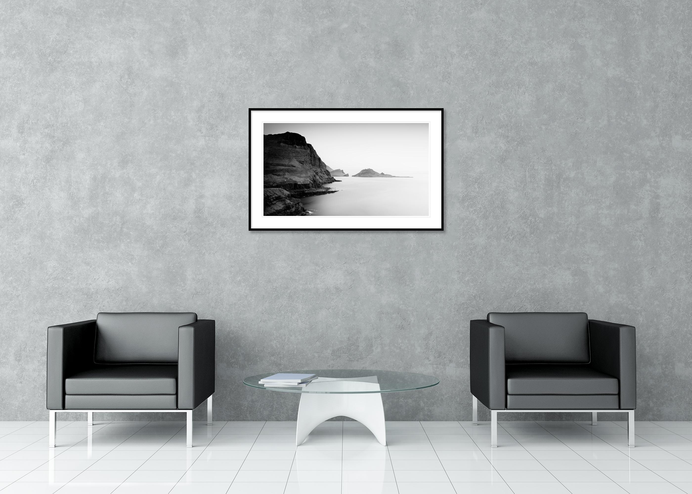 Sea Cliffs Panorama, Faroe Islands, monochrome large photography limited edition For Sale 2