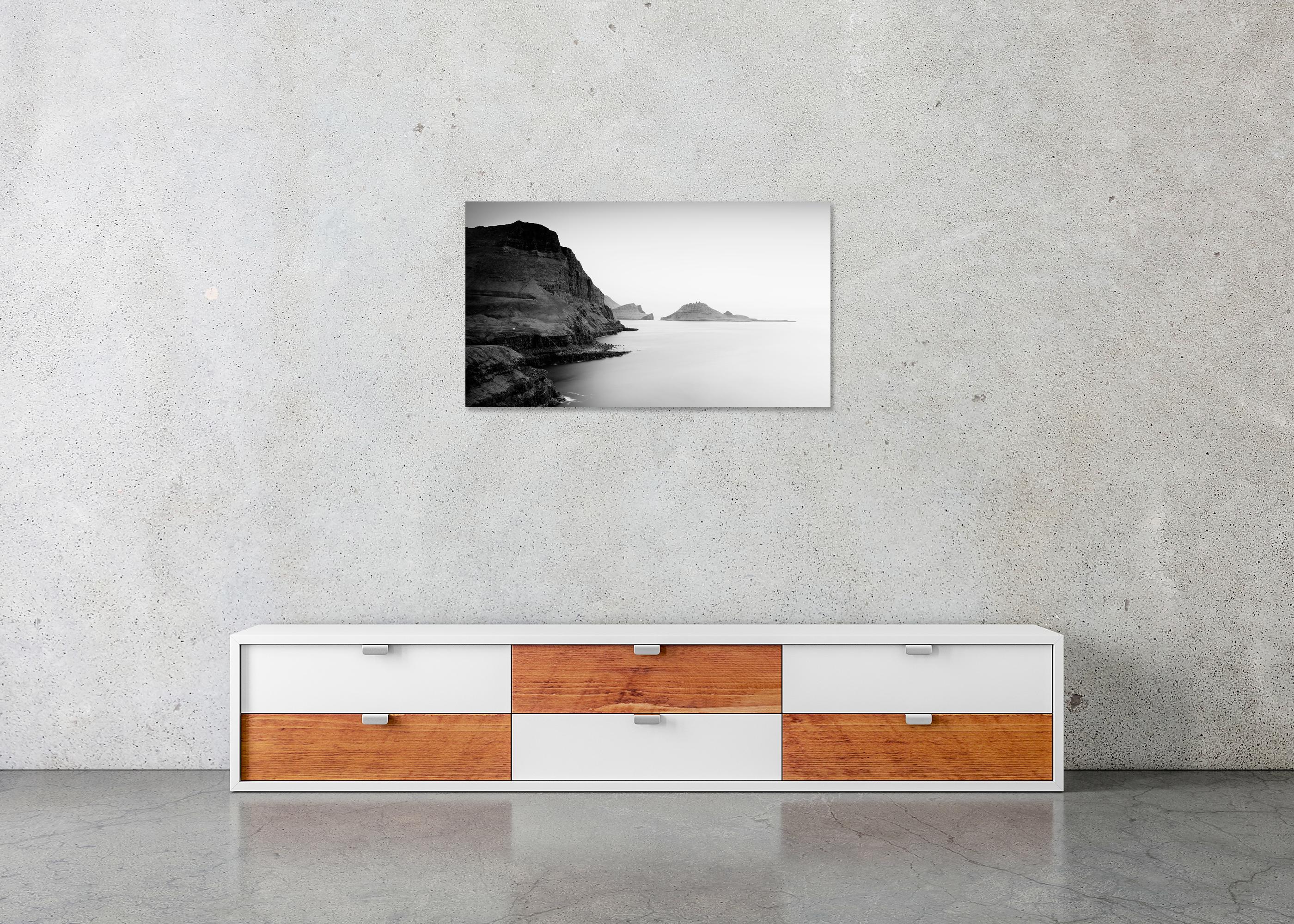 Sea Cliffs Panorama, Faroe Islands, monochrome large photography limited edition For Sale 4