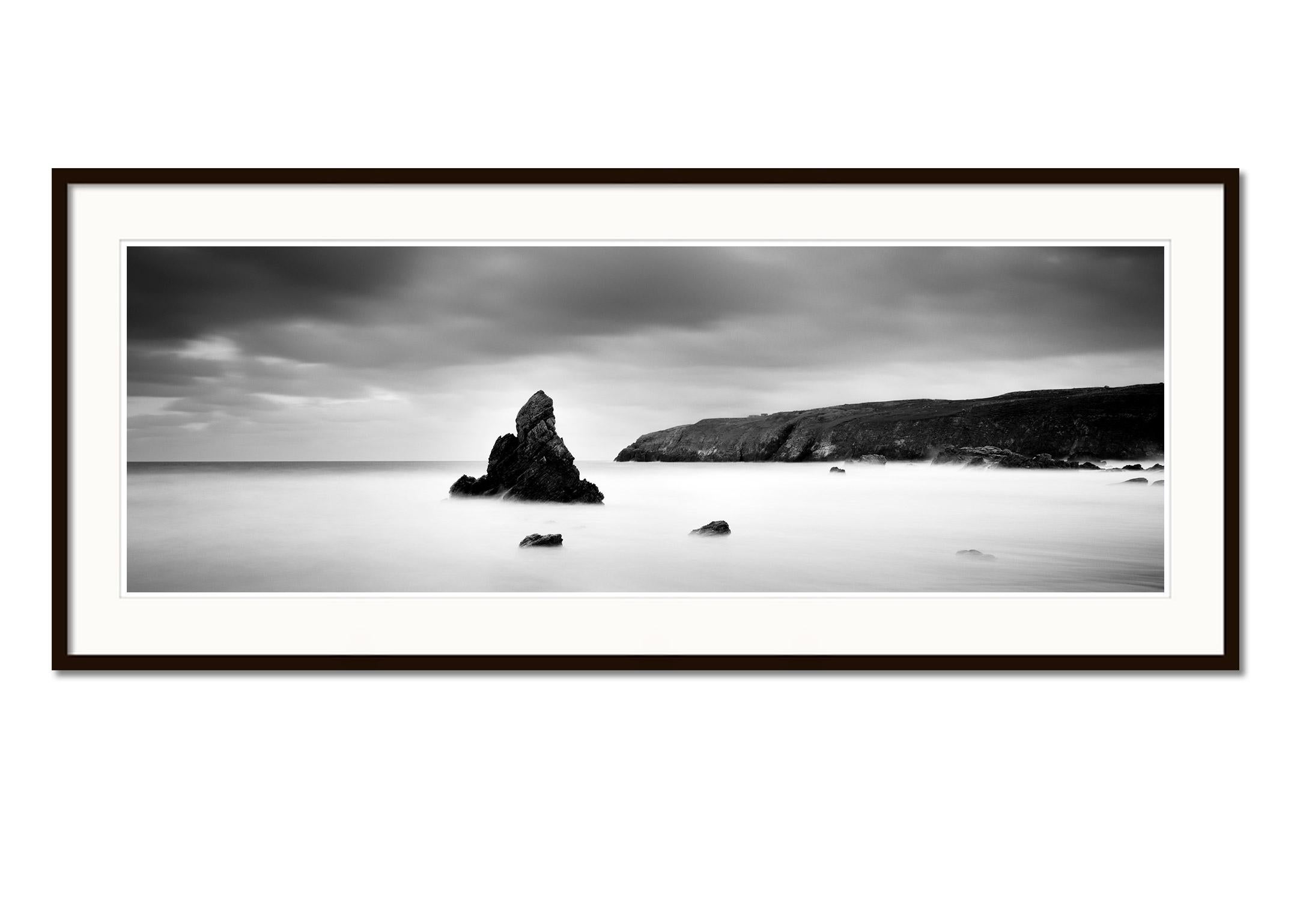 Sea Stack Panorama, shoreline, Scotland, black and white landscape photography - Contemporary Photograph by Gerald Berghammer