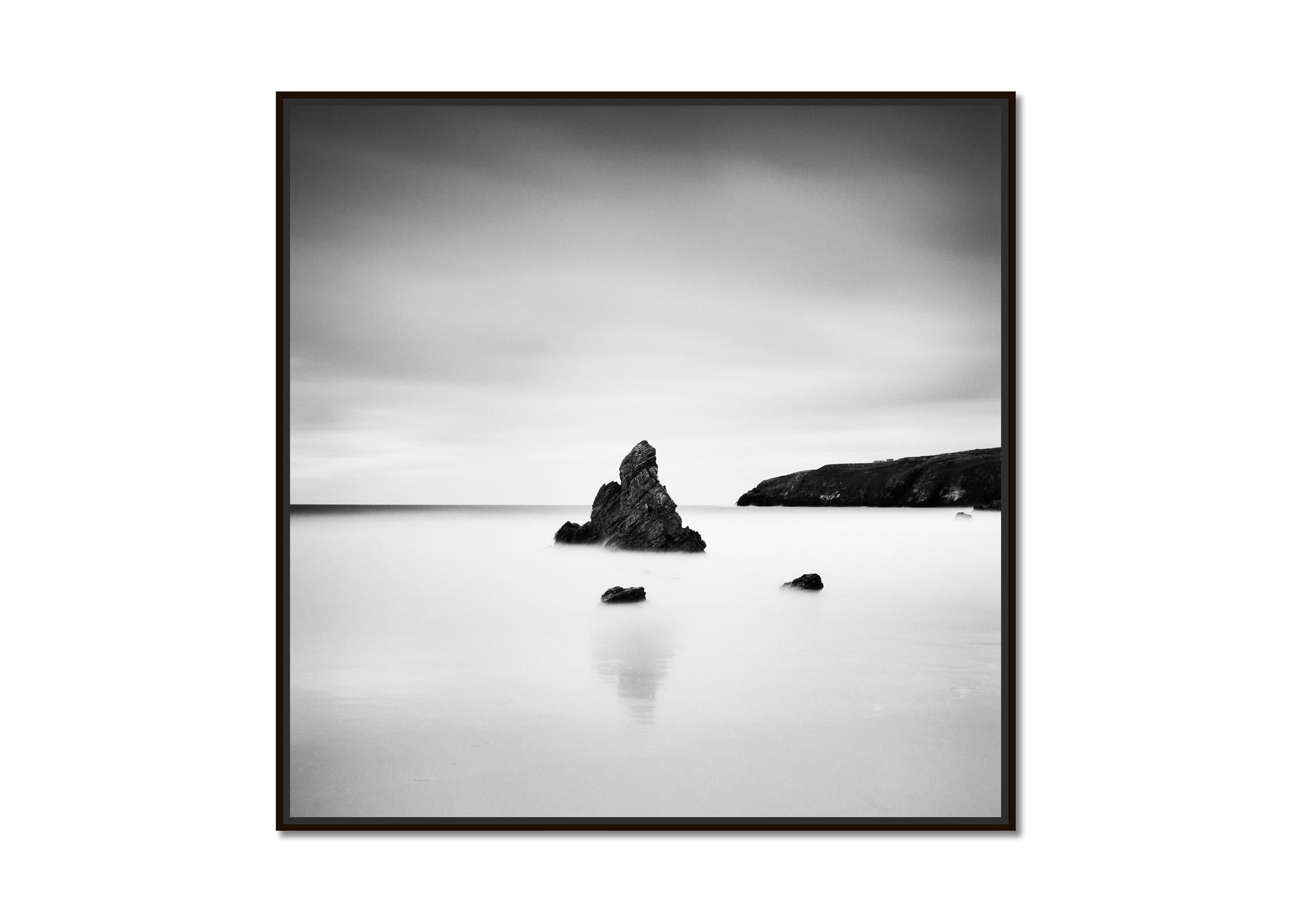 Sea Stack, scottish Coast, black and white, long exposure waterscape photography - Photograph by Gerald Berghammer