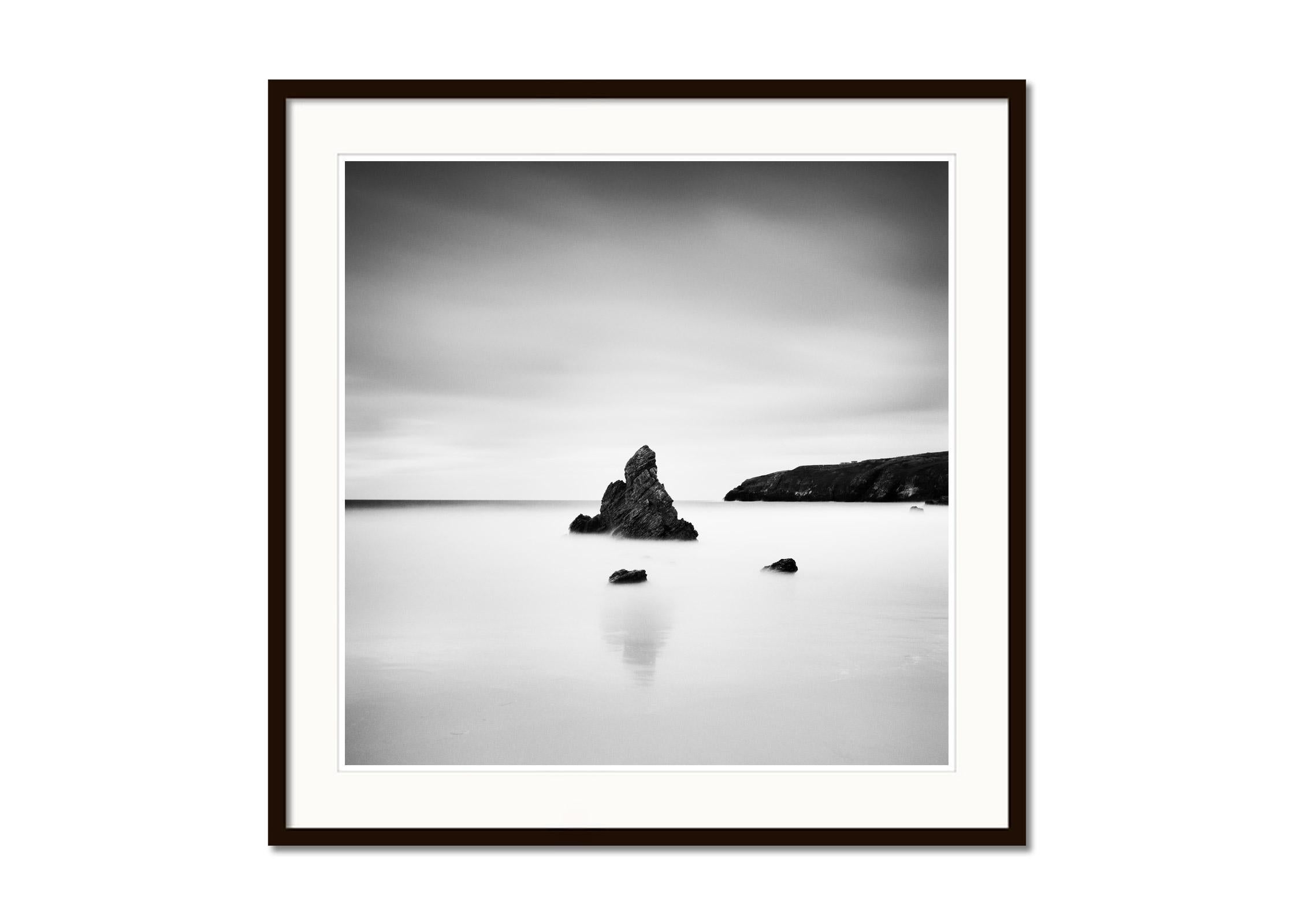 Sea Stack, scottish Coast, black and white, long exposure waterscape photography For Sale 1