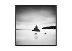 Sea Stack, Scottish Coast, black and white minimalist art landscape photography