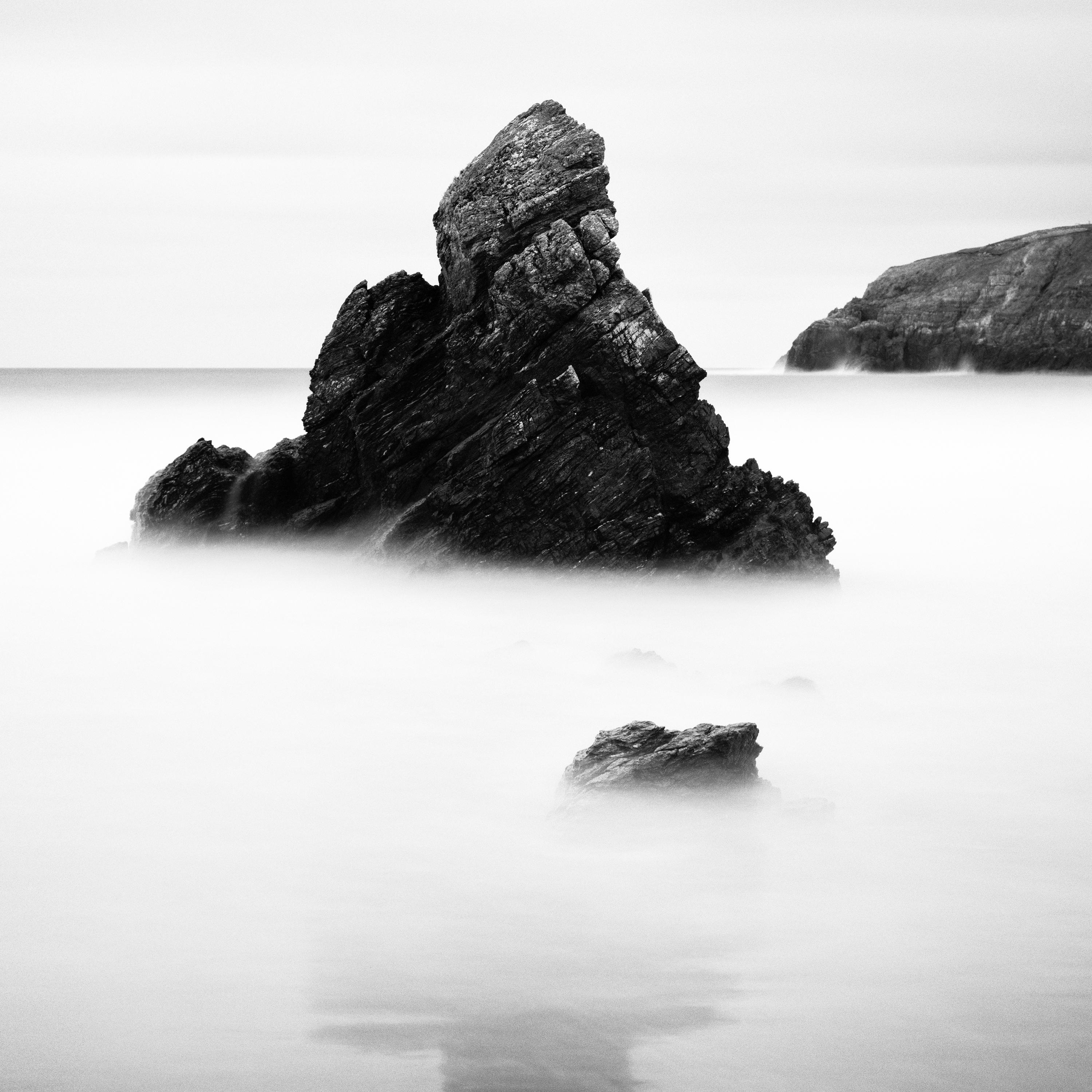Sea Stack, scottish rocky coast, beach, Scotland, B&W landscape art photography For Sale 3