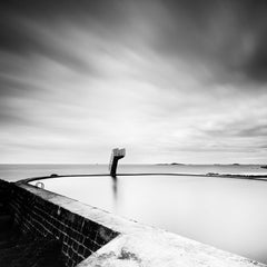 Seaside Pool, Atlantic, Brittany, France, black and white photography, landscape