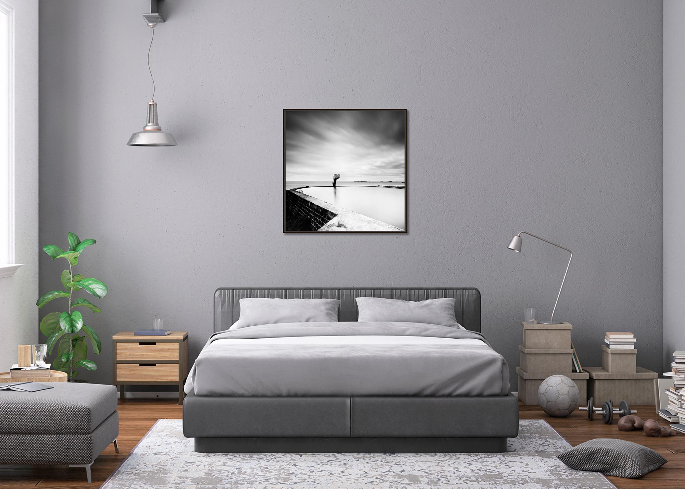 Piscine en bord de mer, Océan Atlantique, photographie noir et blanc, paysage marin, paysage. en vente 1