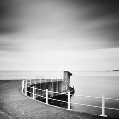 Seaside, Promenade, Ireland, black and white waterscape landscape photography