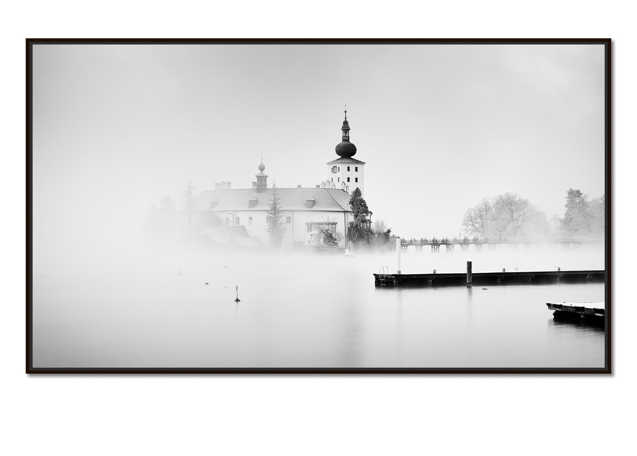Seeschloss Ort Austria black and white long exposure waterscape art photography - Photograph by Gerald Berghammer