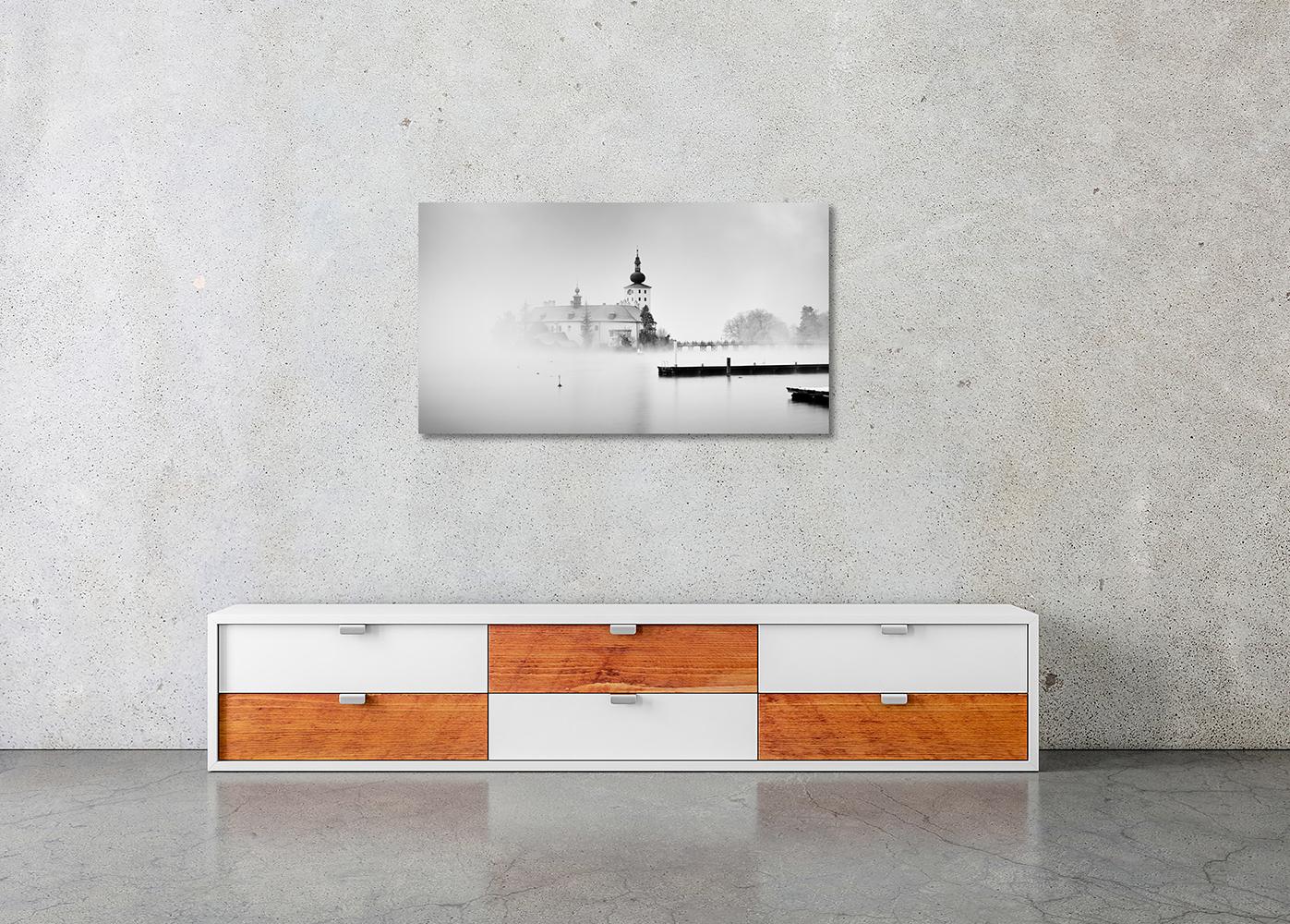Seeschloss Ort, Schwarz-Weiß-Fotografie, Langzeitbelichtung, limitierte Auflage im Angebot 2