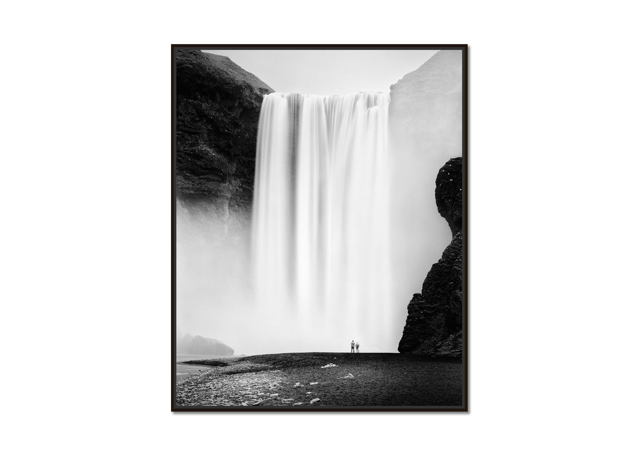 Skogafoss, Waterfall, Iceland, black and white, fine art landscape, photography - Photograph by Gerald Berghammer